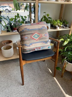 Vintage Possibly Southwestern Wool Kilim Pillow with Geometric Pattern.