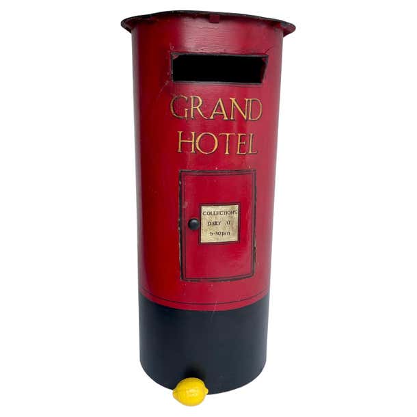 Vintage Post Mail Letter Collection Box from Grand Hotel in Red Paint ...