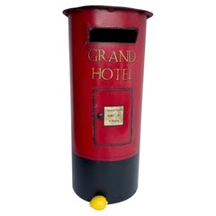 Vintage Post Mail Letter Collection Box from Grand Hotel in Red Paint
