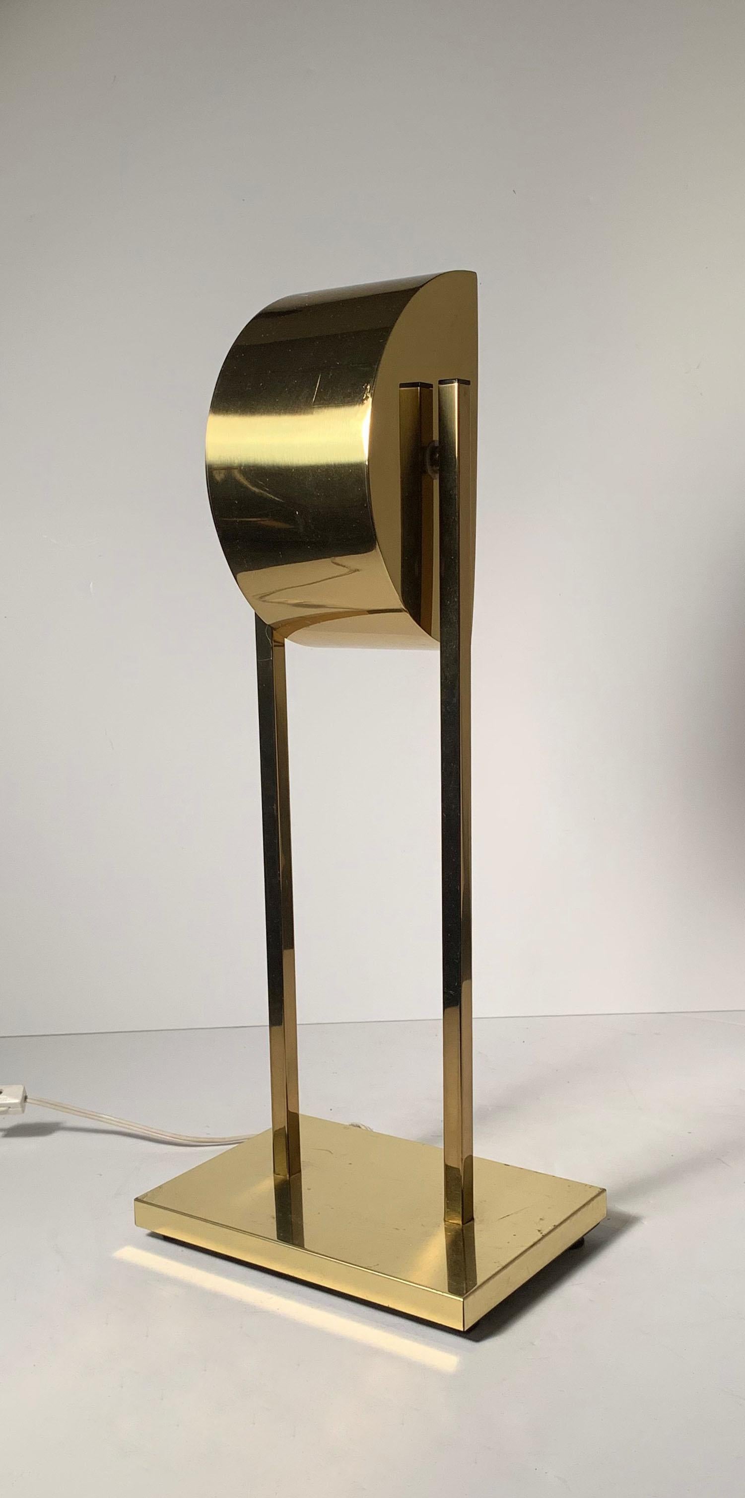 Vintage Postmodern 1970s Brass Demilune Table / Desk Lamp by Kovacs For Sale 4