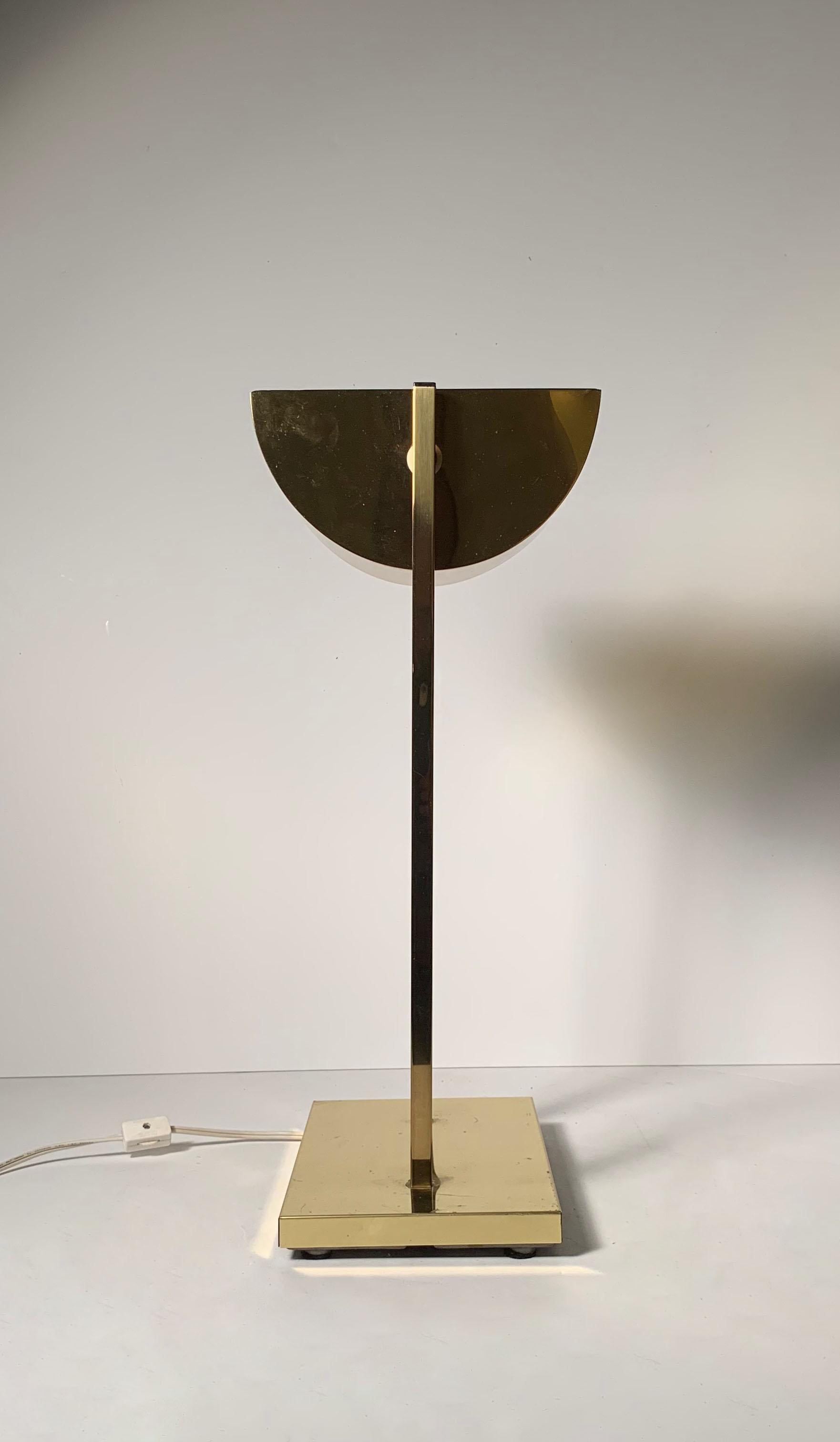 Vintage Postmodern 1970s Brass Demilune Table / Desk Lamp by Kovacs For Sale 5