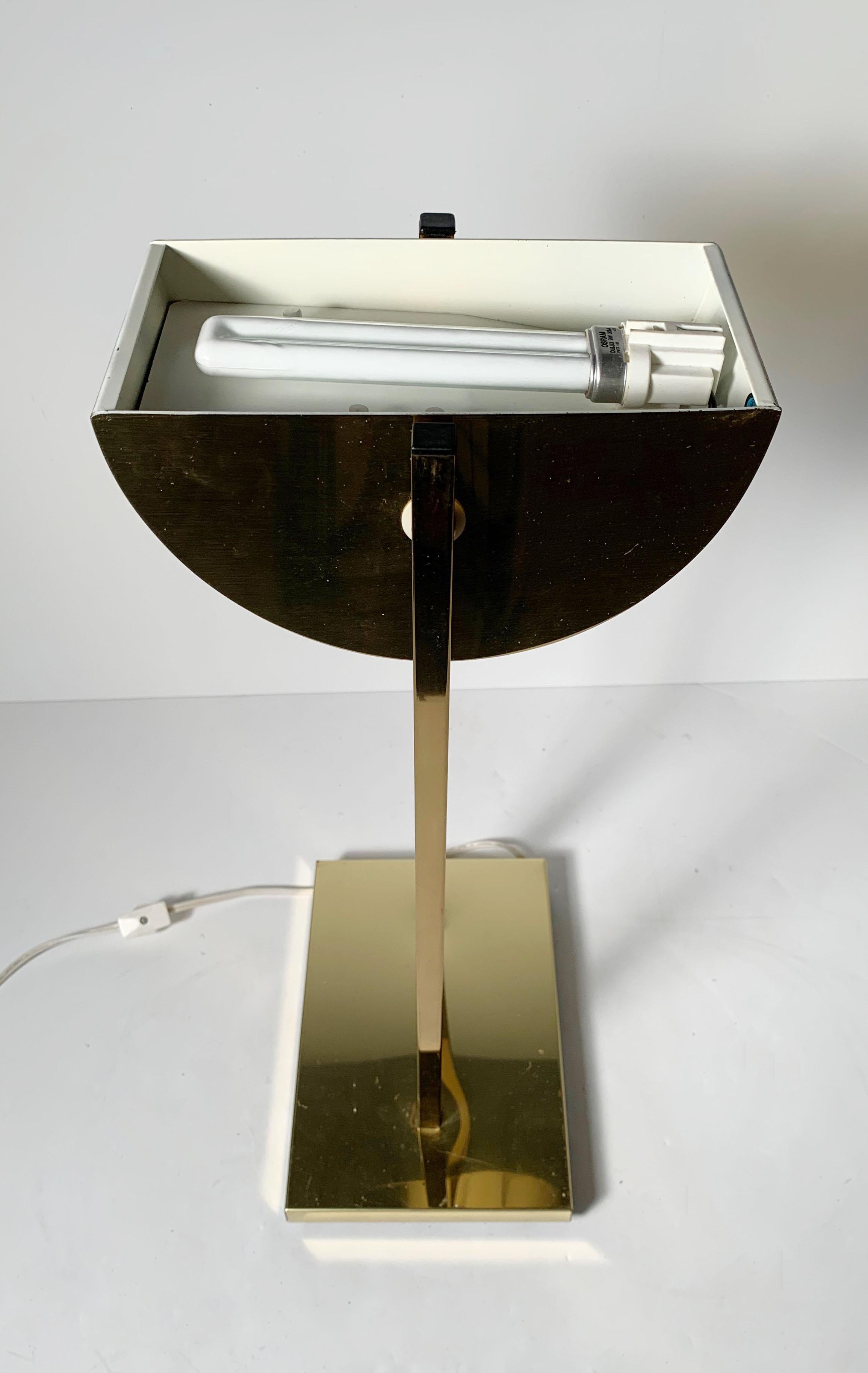 Vintage Postmodern 1970s Brass Demilune Table / Desk Lamp by Kovacs For Sale 6
