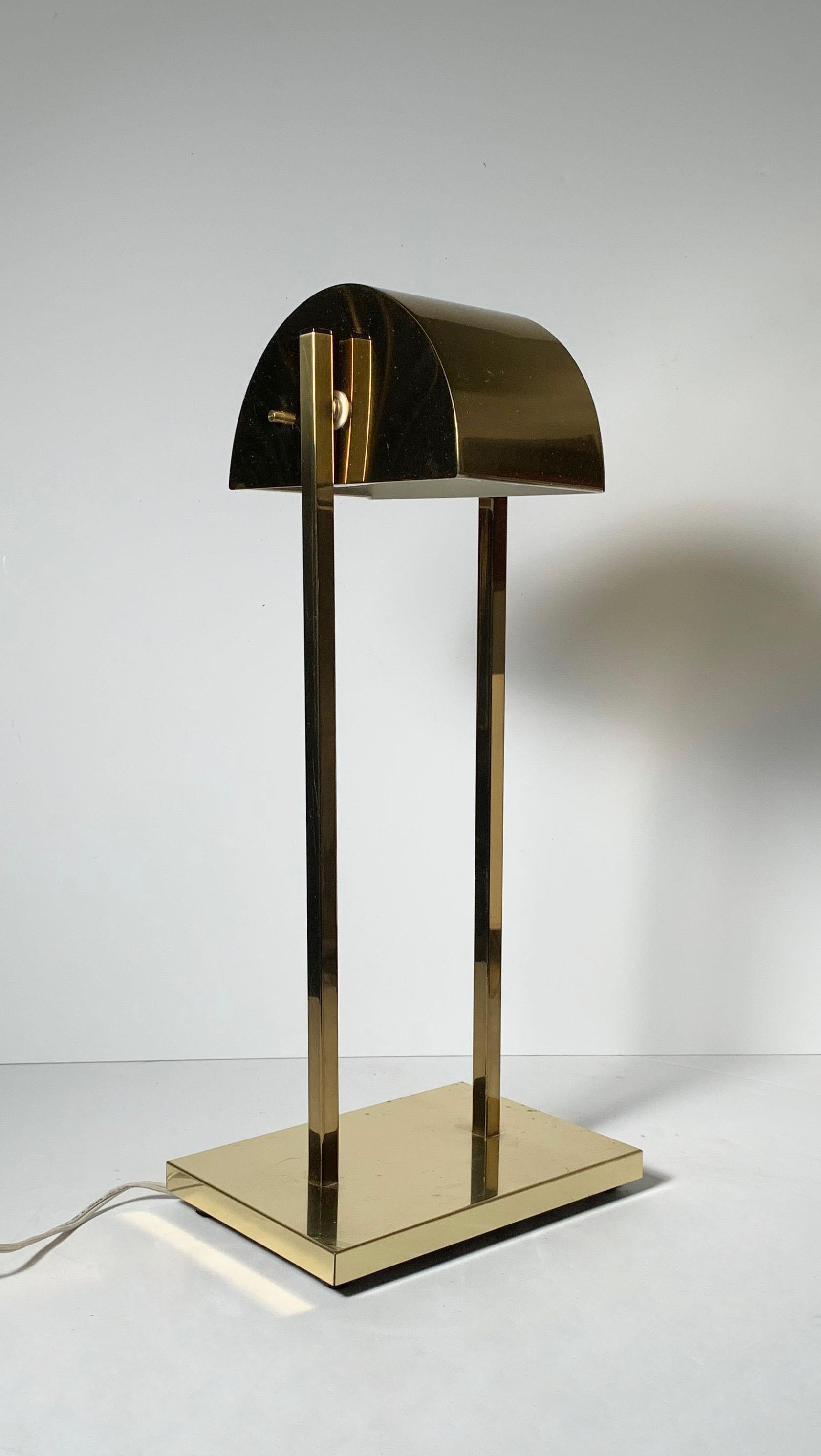Vintage Postmodern 1970s Brass Demilune Table / Desk Lamp by Kovacs For Sale 7