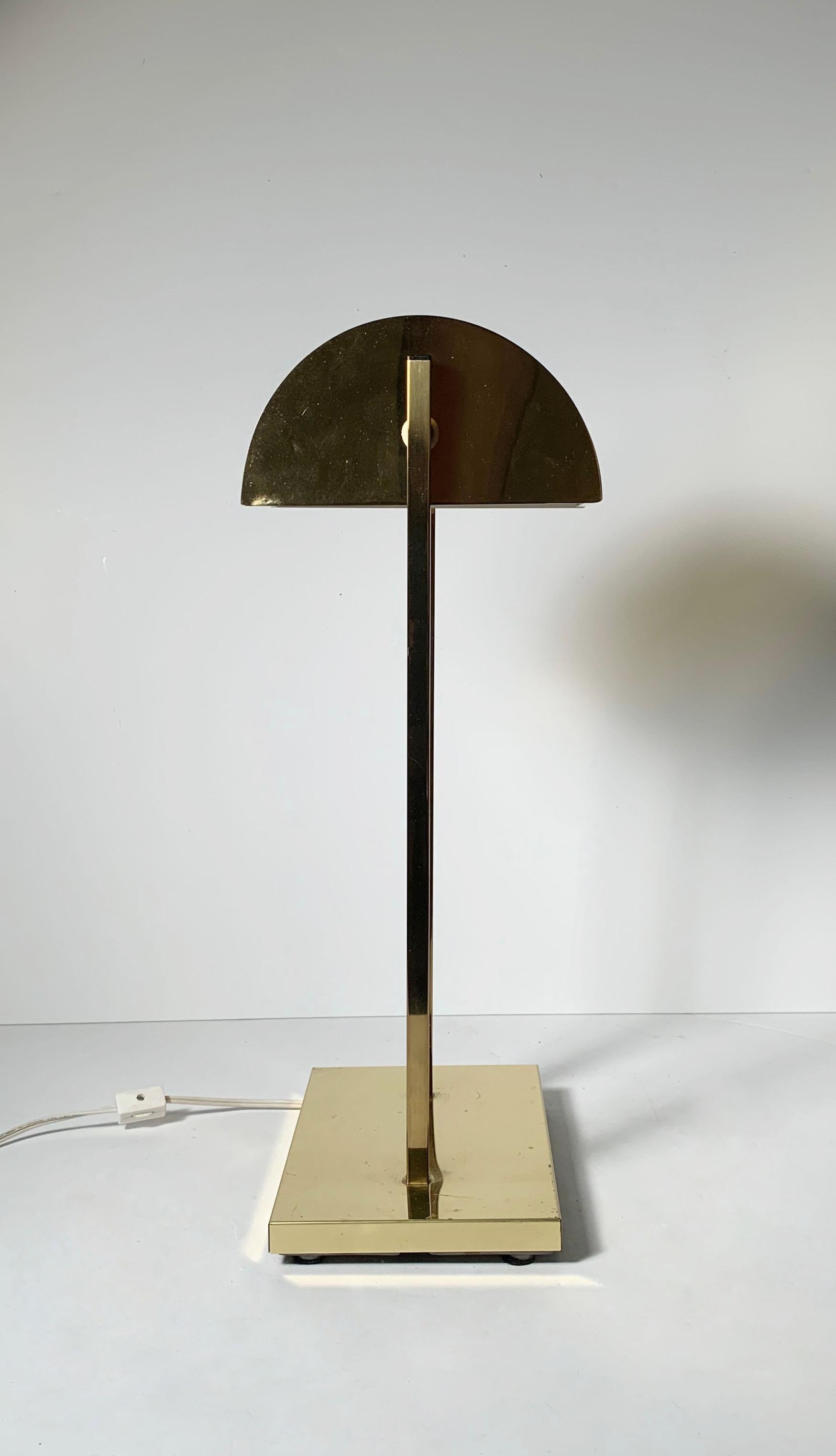 Mid-Century Modern Vintage Postmodern 1970s Brass Demilune Table / Desk Lamp by Kovacs For Sale