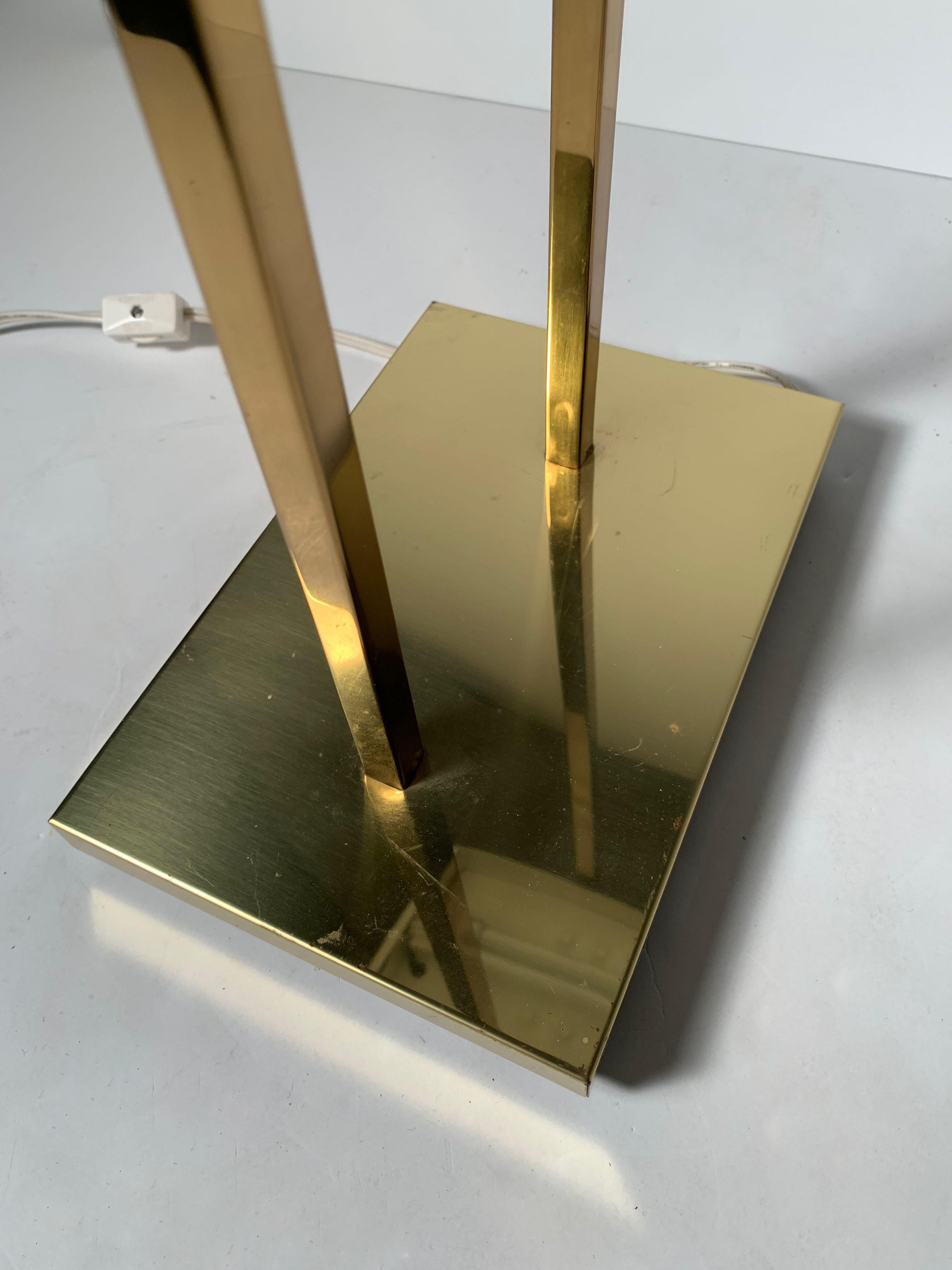 North American Vintage Postmodern 1970s Brass Demilune Table / Desk Lamp by Kovacs For Sale