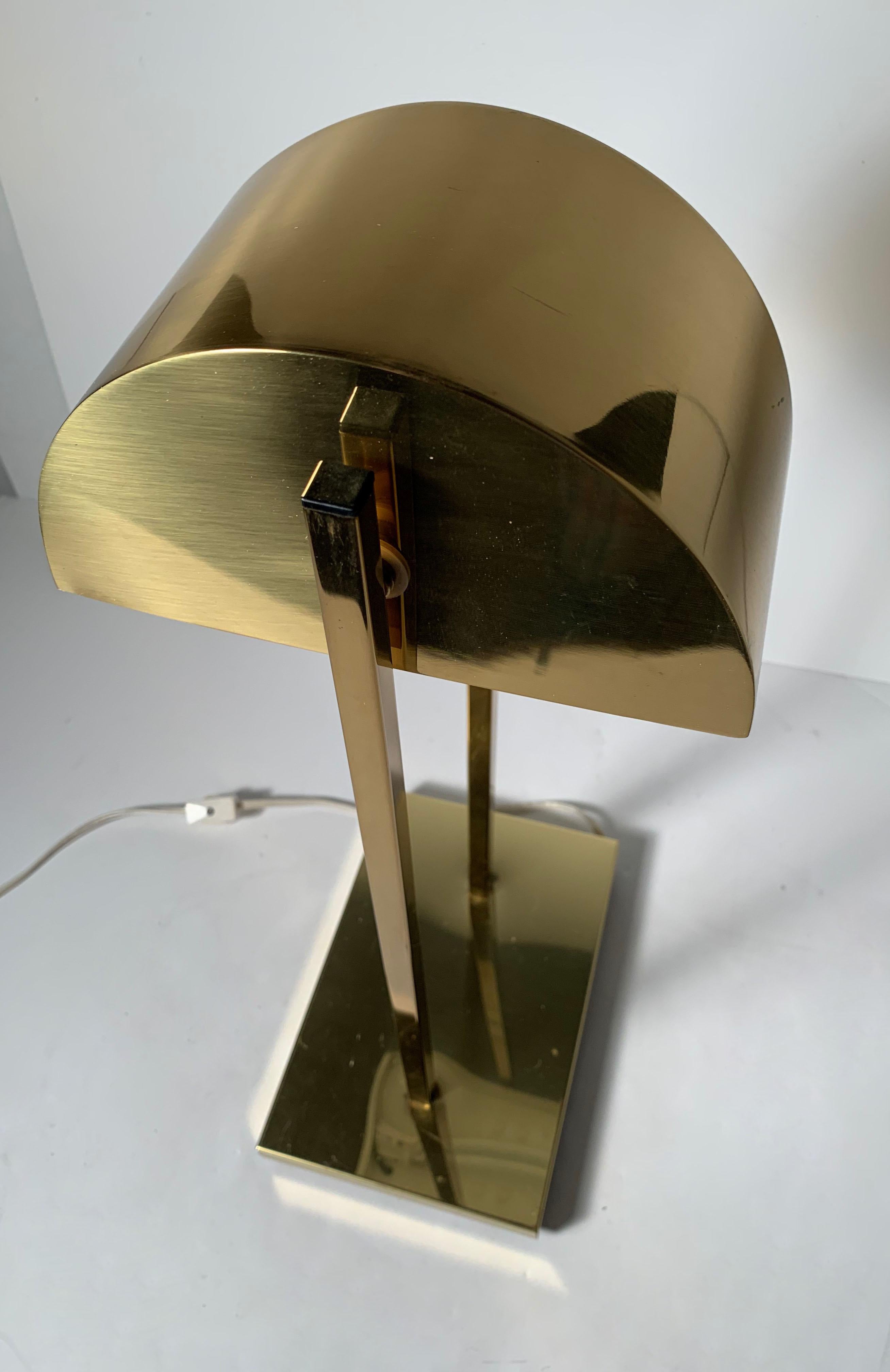 Vintage Postmodern 1970s Brass Demilune Table / Desk Lamp by Kovacs In Good Condition For Sale In Chicago, IL