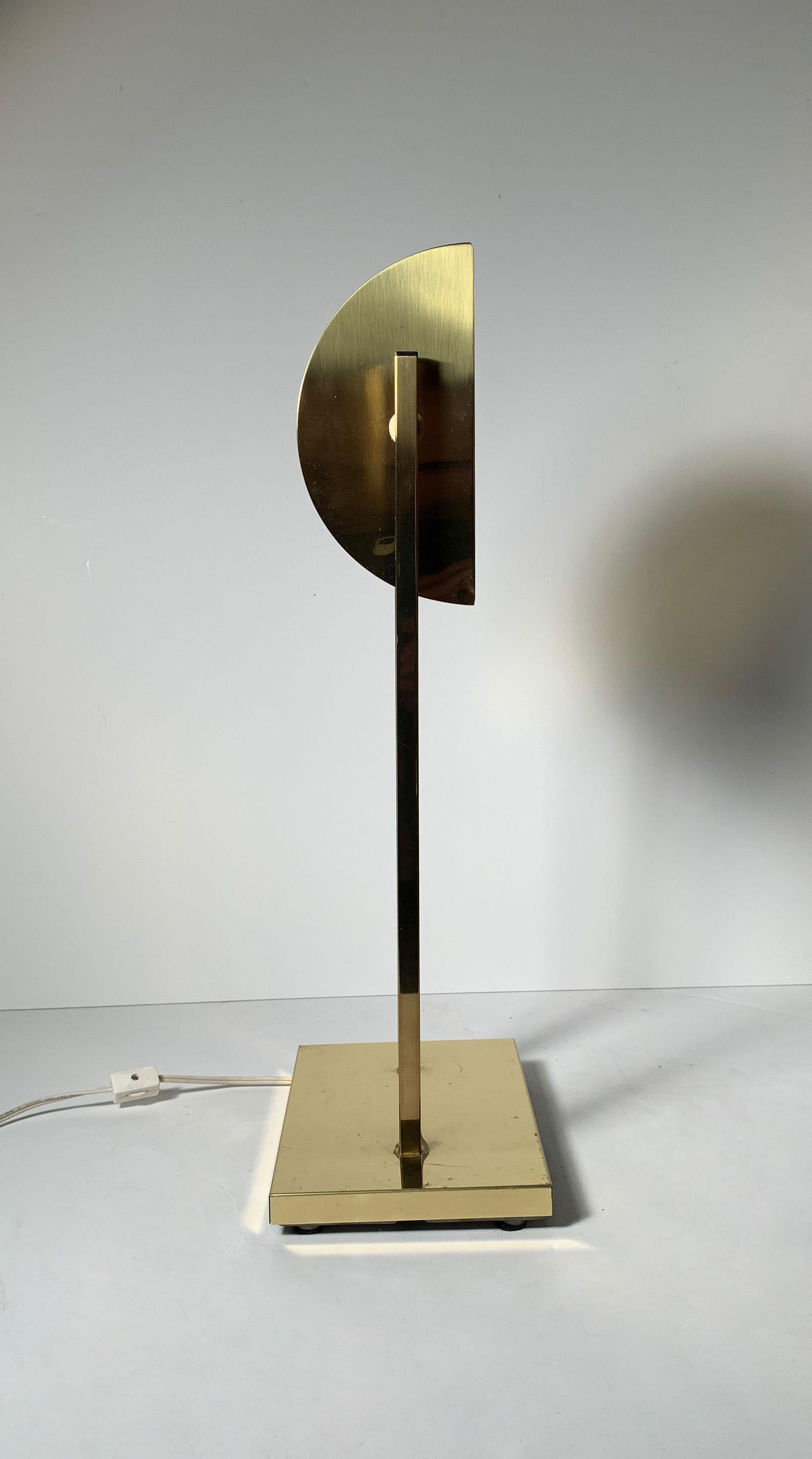 20th Century Vintage Postmodern 1970s Brass Demilune Table / Desk Lamp by Kovacs For Sale