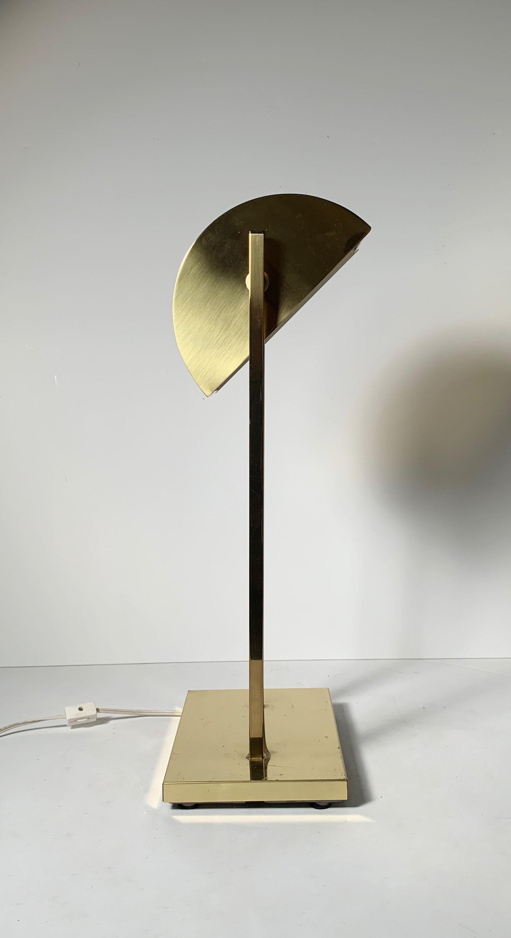 Vintage Postmodern 1970s Brass Demilune Table / Desk Lamp by Kovacs For Sale 1