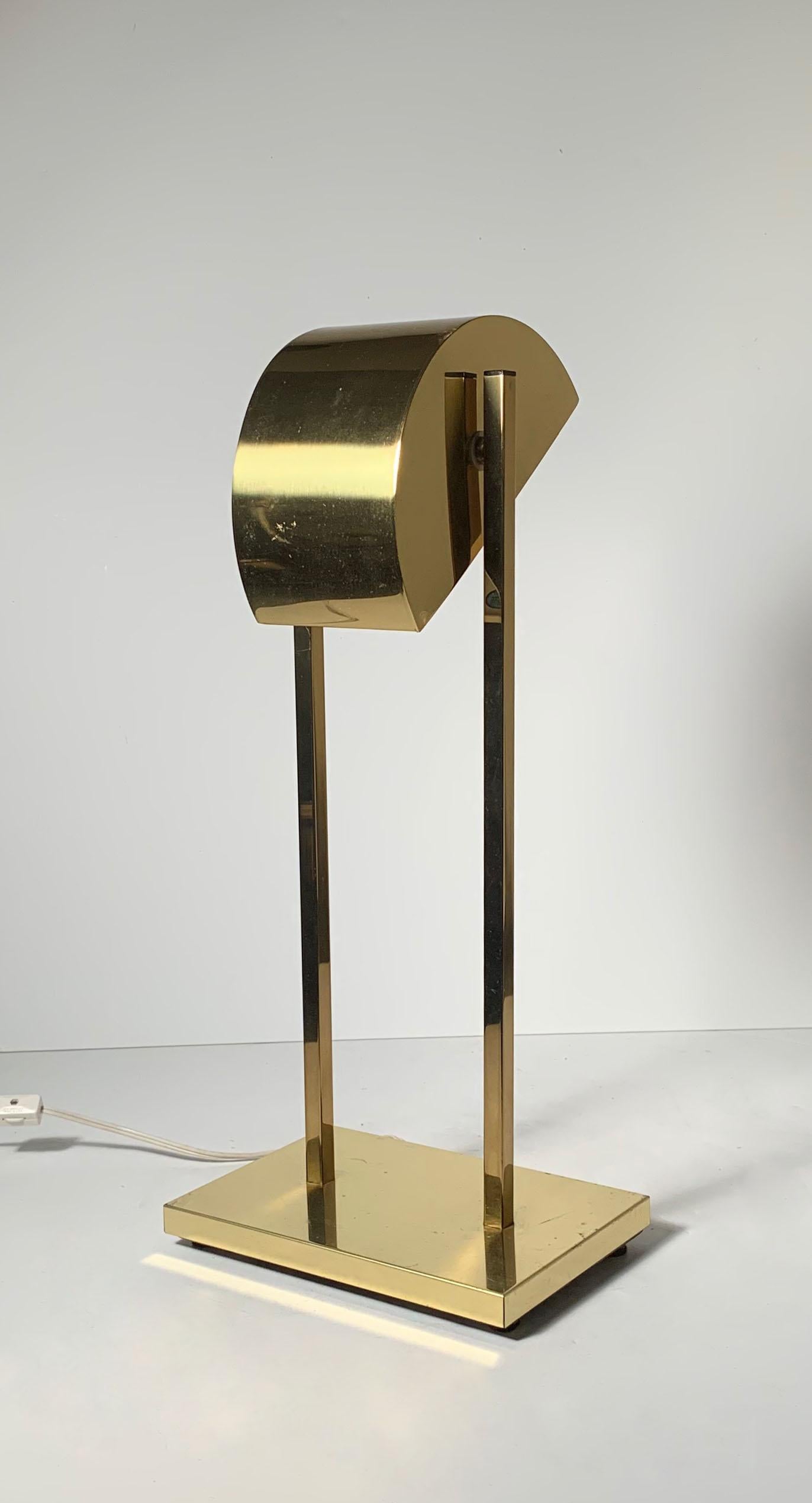 Vintage Postmodern 1970s Brass Demilune Table / Desk Lamp by Kovacs For Sale 2