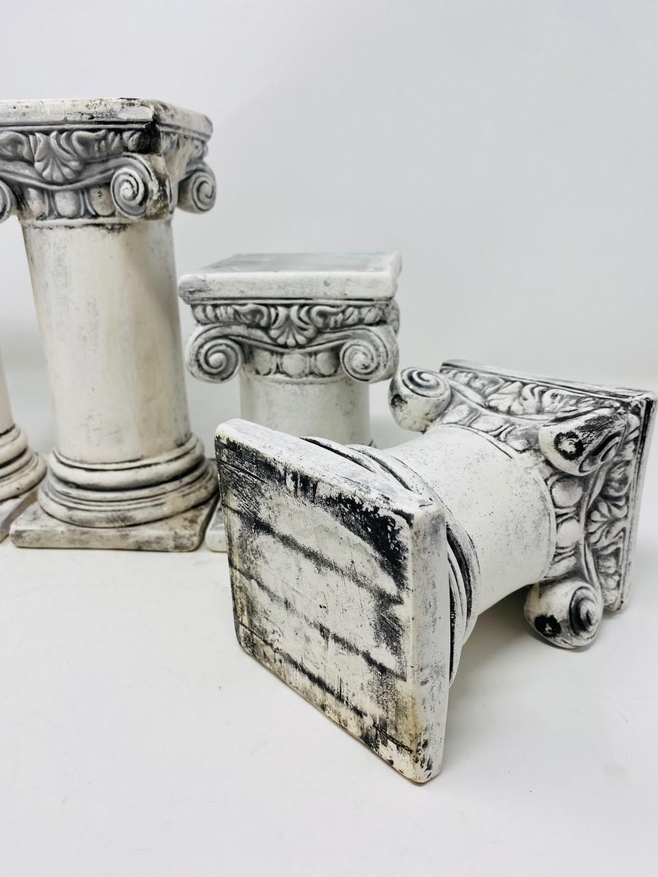 Vintage Post Modern 1980s Plaster Decorative Greek Columns Set of 4 In Good Condition For Sale In San Diego, CA