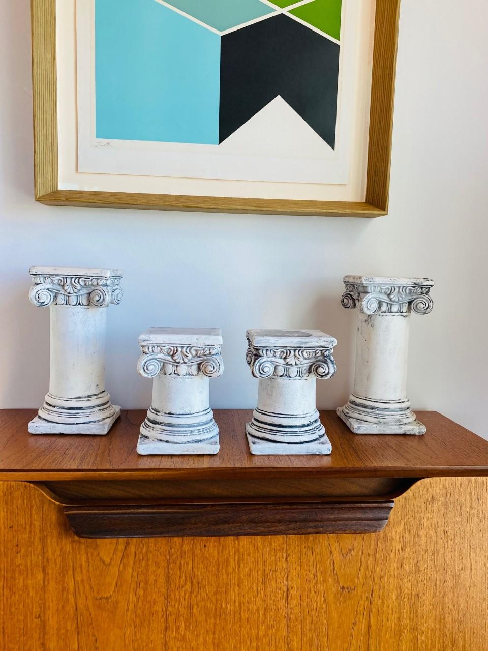 Late 20th Century Vintage Post Modern 1980s Plaster Decorative Greek Columns Set of 4 For Sale