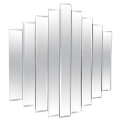 Vintage post modern 9 panel beveled cascade mirror, circa 1980s