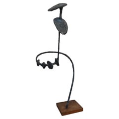 Vintage Post-Modern Abstract Black Plaster Sculpture, c. 1980's