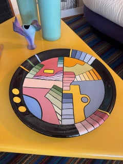 Vintage Post-Modern Abstract Ceramic Memphis Charger Platter