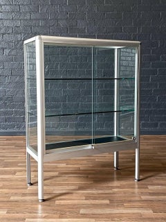 Vintage Post Modern Aluminum & Glass Bookcase Shelf Unit