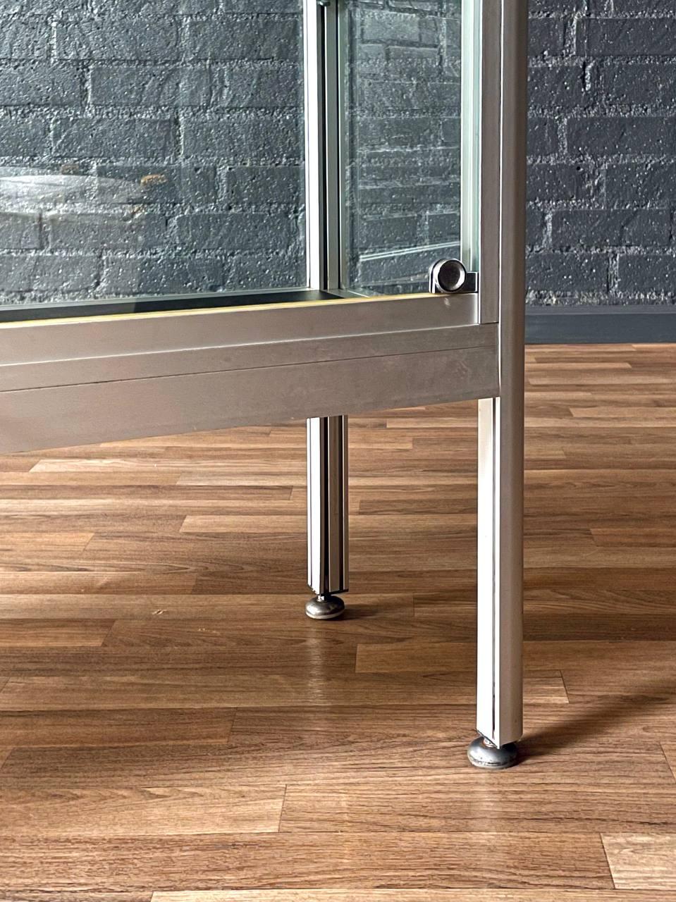 Vintage Post Modern Aluminum & Glass Bookcase Shelf Unit For Sale 3