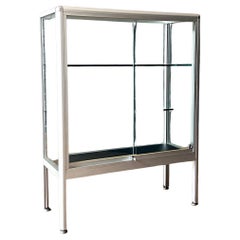 Vintage Post Modern Aluminum & Glass Bookcase Shelf Unit
