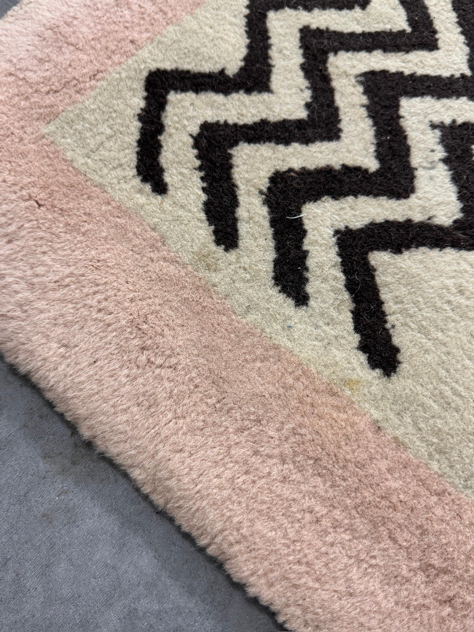 Vintage Post Modern Art Deco Style Geometric Rectangular Wool Rug Signed JJB 80s 8