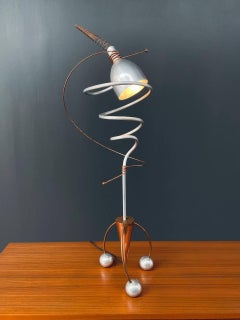 Vintage Post Modern Atomic Copper & Aluminum Table Lamp