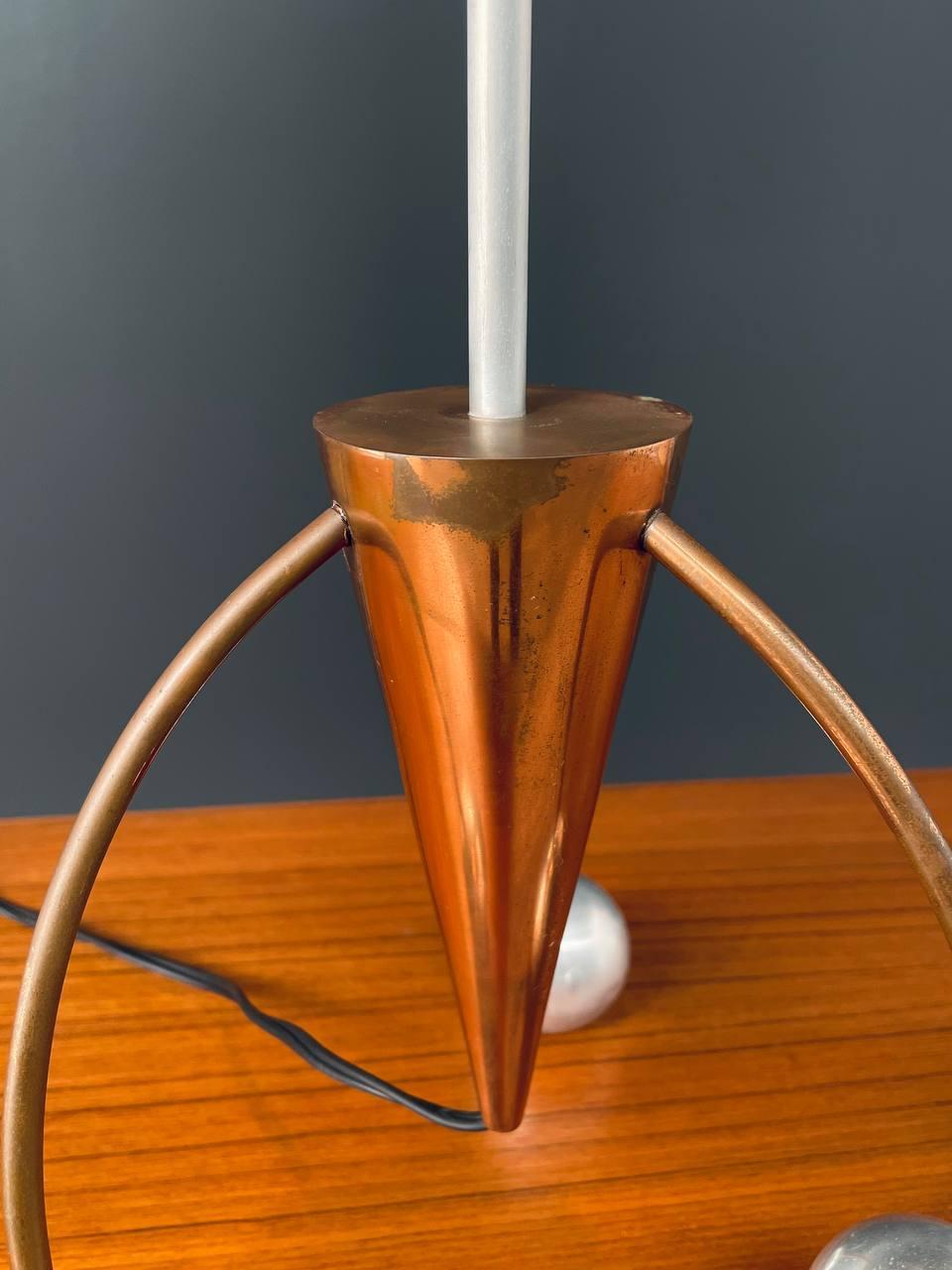 Vintage Post Modern Atomic Copper & Aluminum Table Lamp For Sale 3