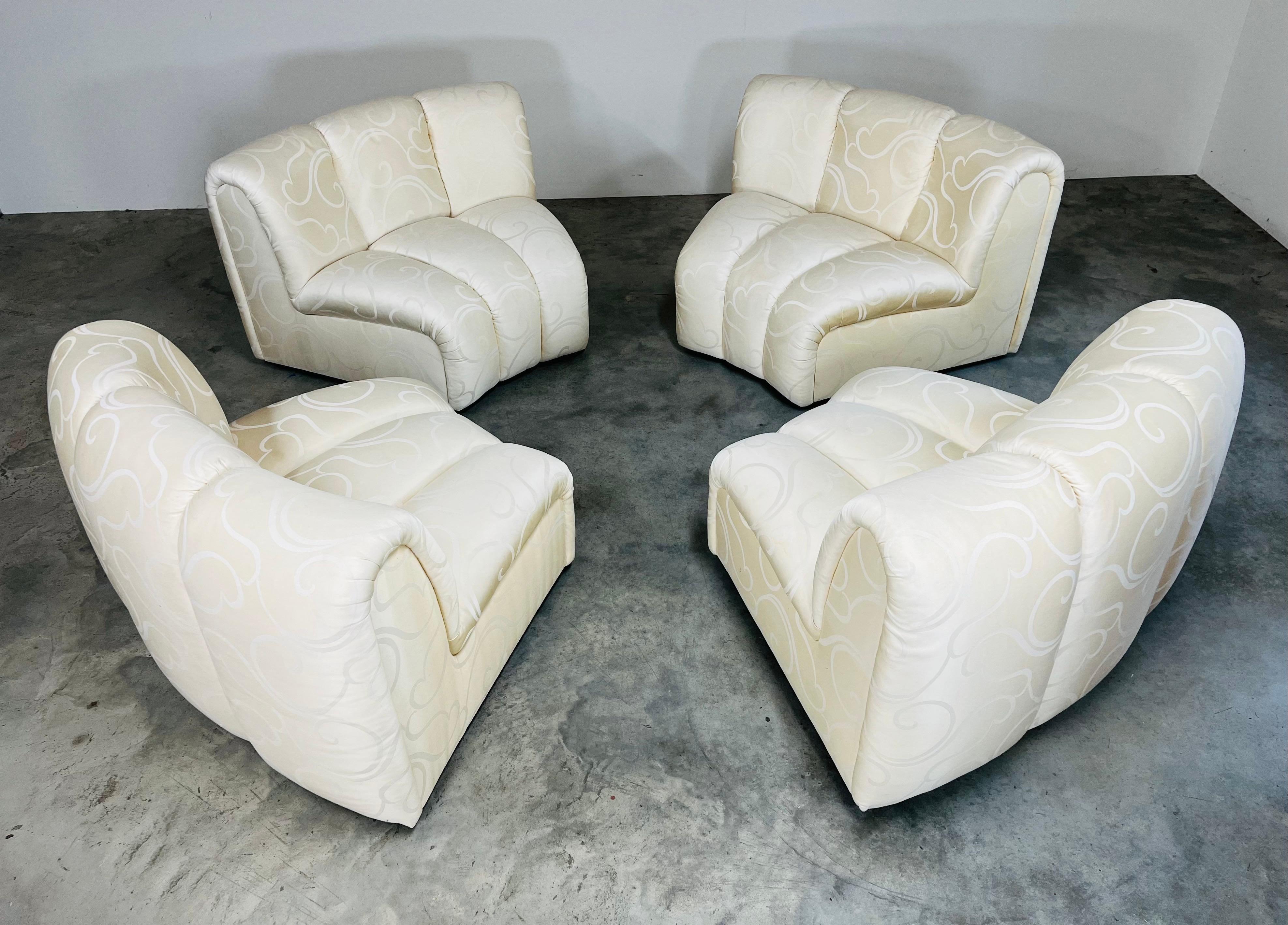 Américain Fauteuil de canapé sectionnel modulaire Bernhardt Channel 4 pièces vintage post-moderne des années 1980 en vente