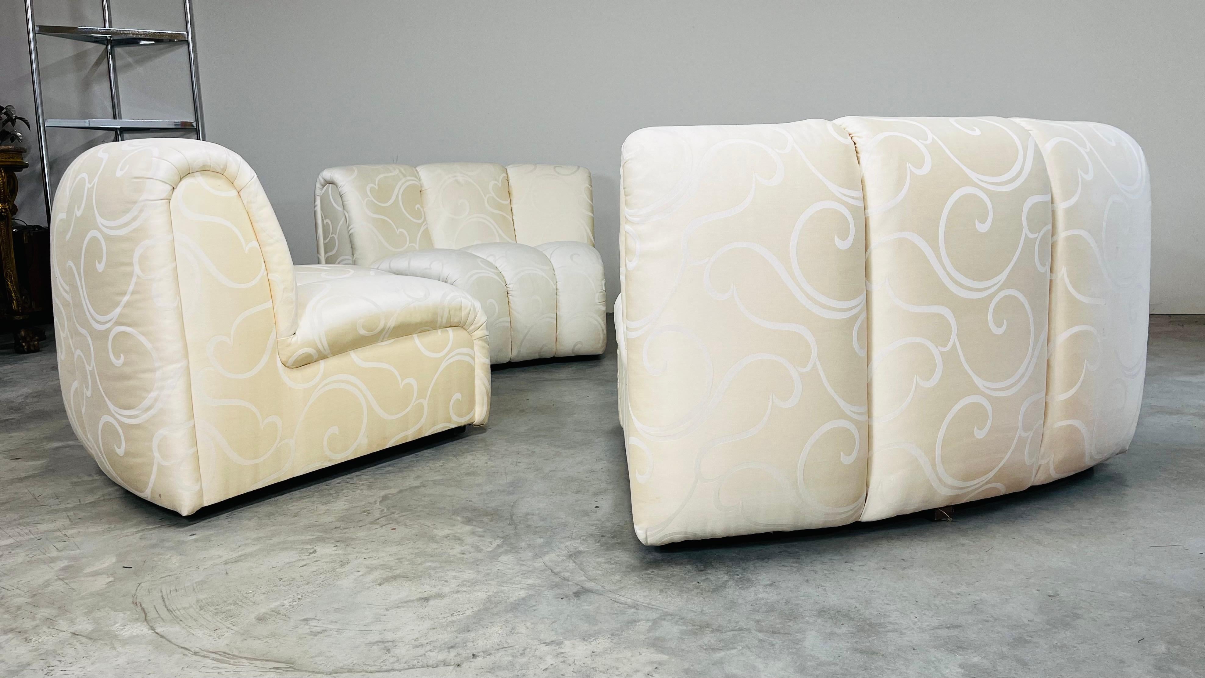 Fauteuil de canapé sectionnel modulaire Bernhardt Channel 4 pièces vintage post-moderne des années 1980 Bon état - En vente à Southampton, NJ
