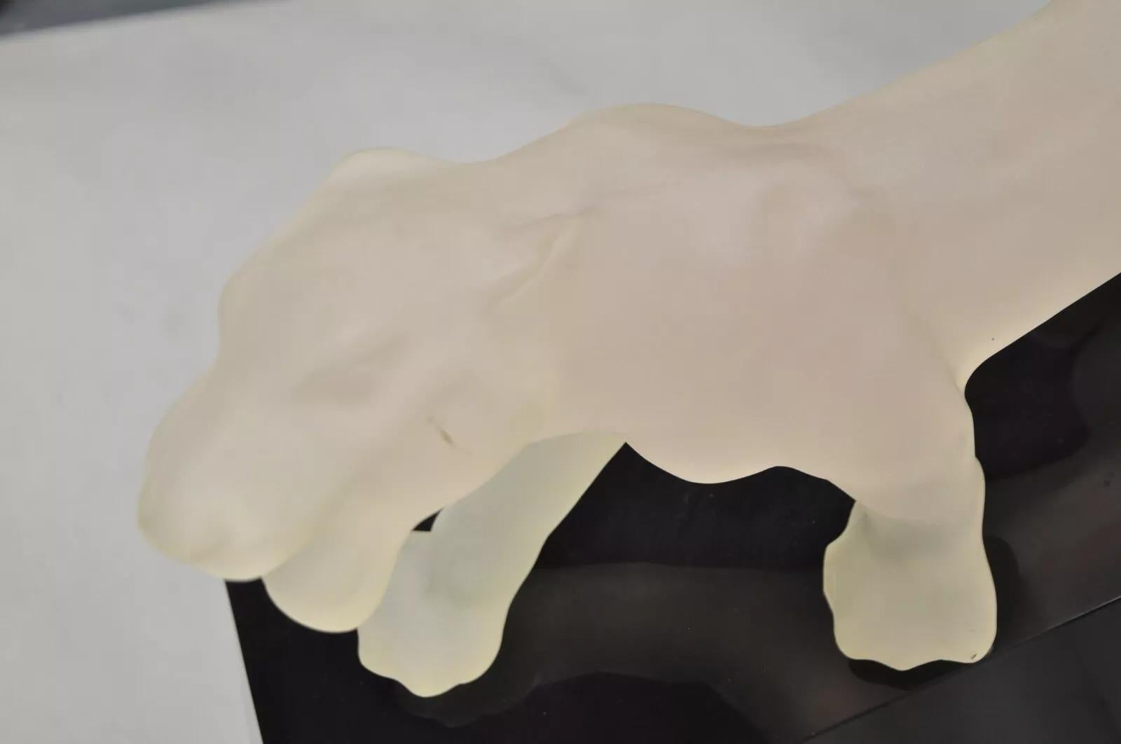 Vintage Post Modern Black Figural Acrylic Panther Base Glass Top Desk Table For Sale 6