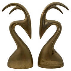 Vintage Post Modern Brass Antelope Head Sculpture - A Pair