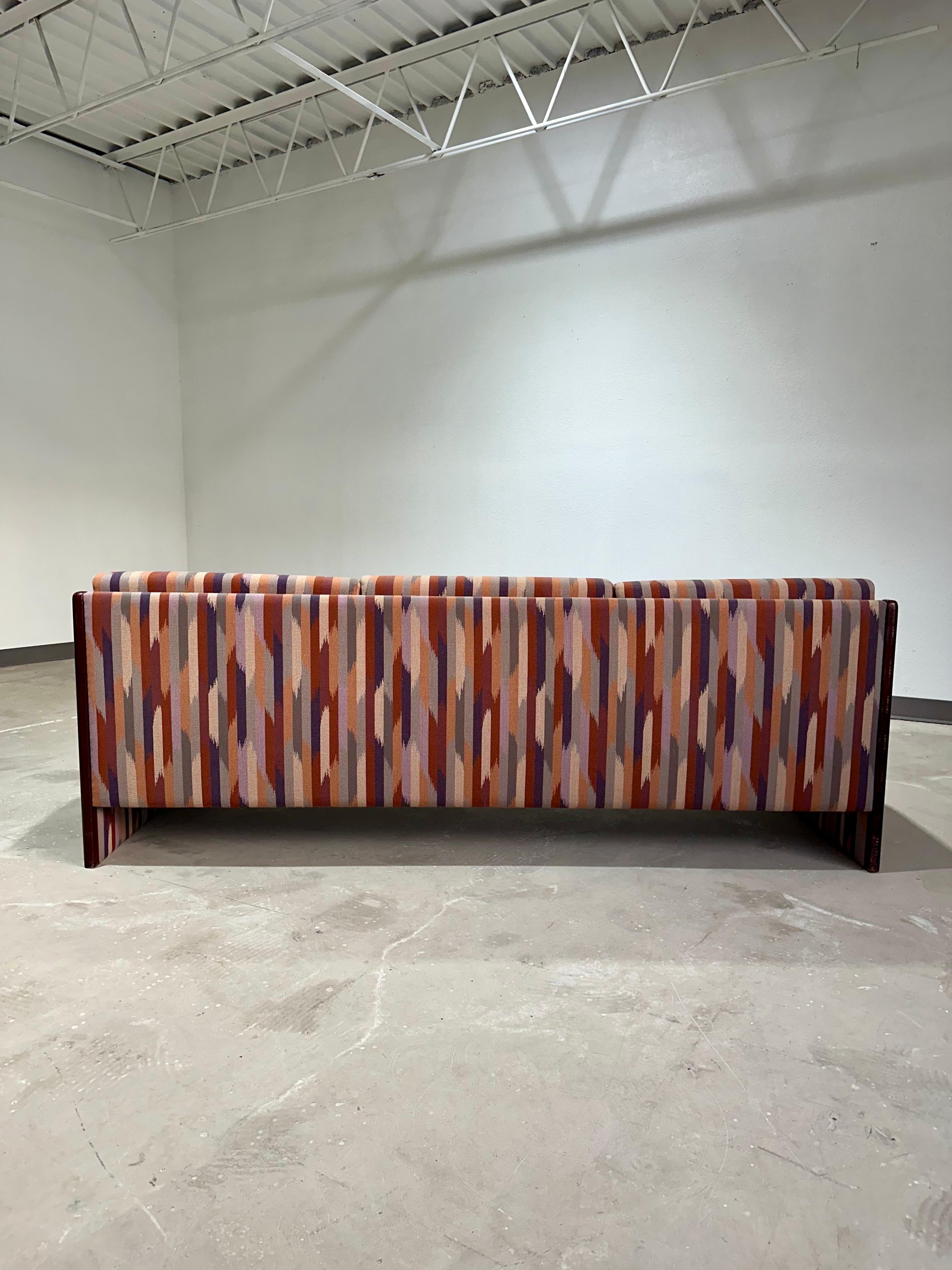 Fabric Vintage Post Modern Brayton Intl. Abstract Print Sculptural Sofa