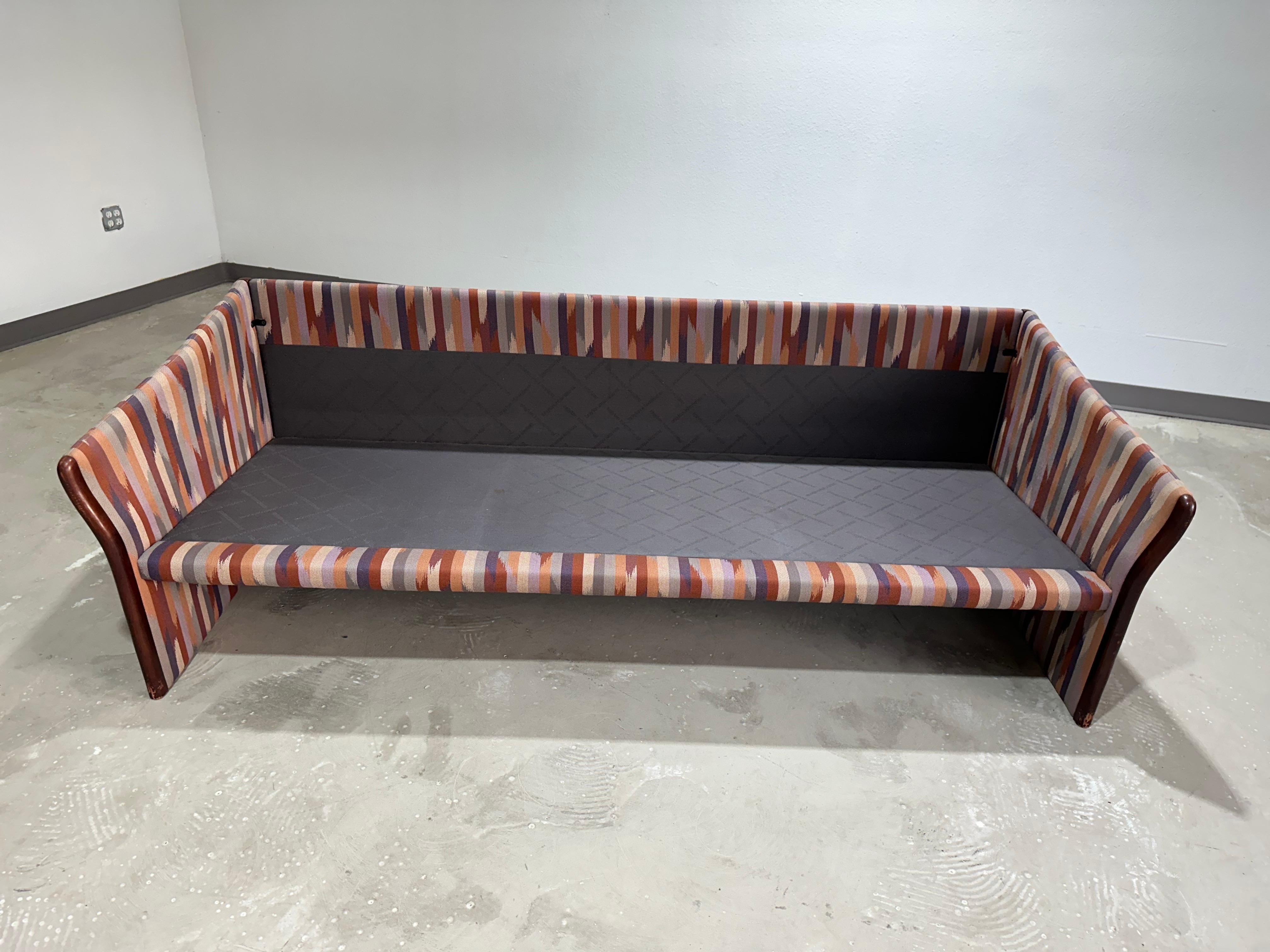Vintage Post Modern Brayton Intl. Abstract Print Sculptural Sofa 1