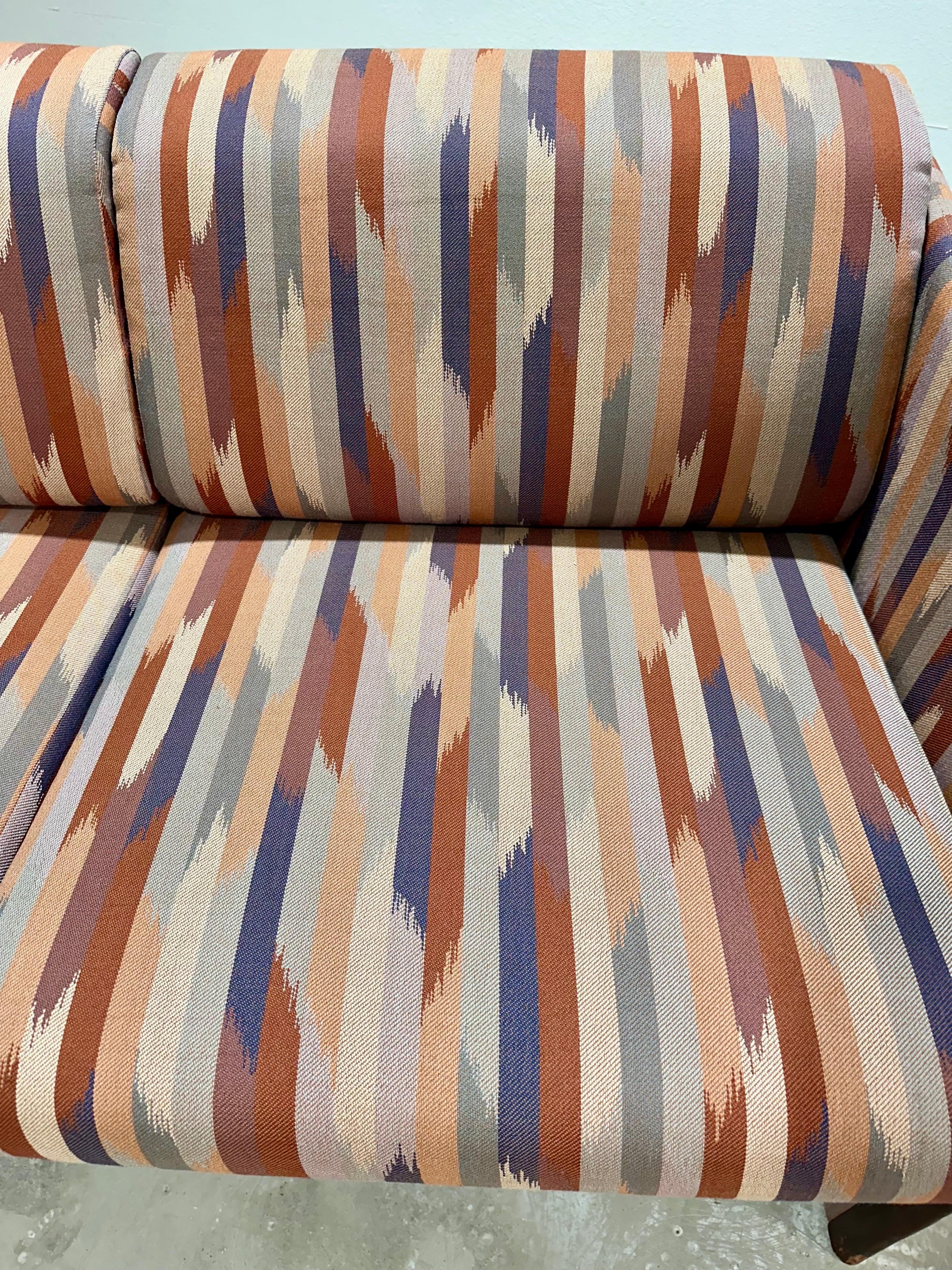 Vintage Post Modern Brayton Intl. Abstract Print Sculptural Sofa 2