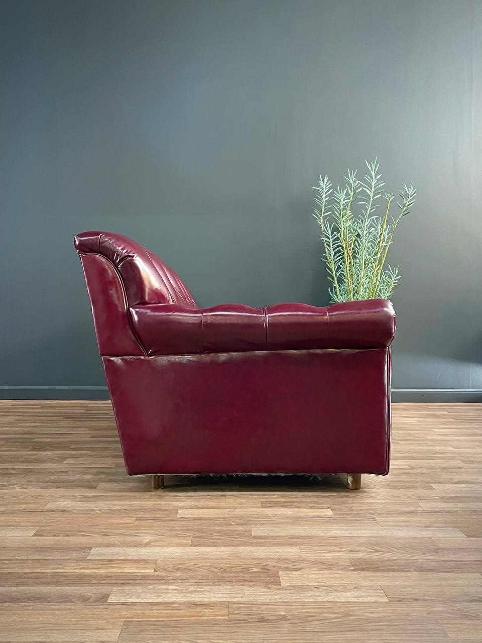 Vintage Post Modern Burgundy Leather Tufted Sofa 3