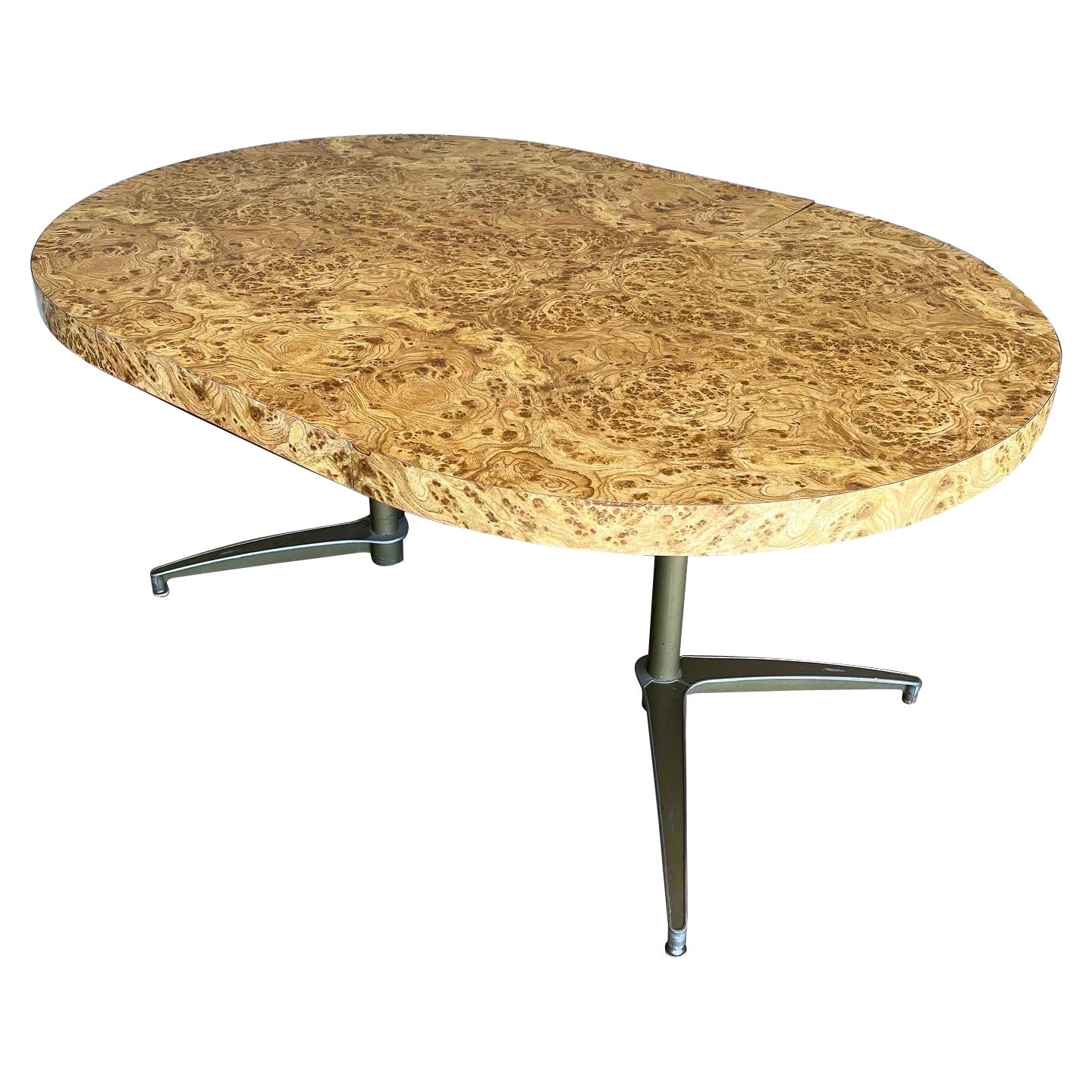 Vintage Post Modern Burlwood Extending Dining Table
