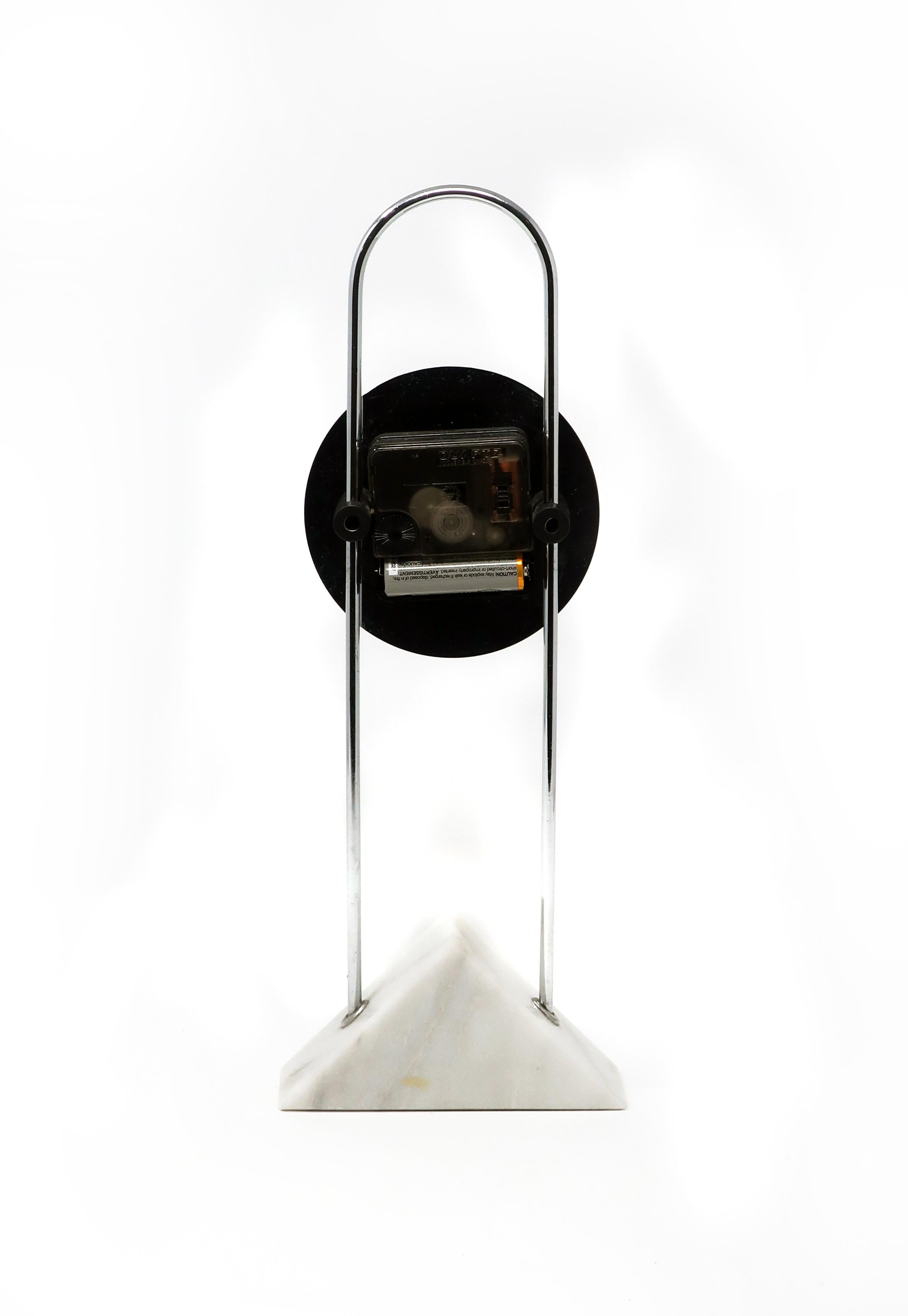Vintage Postmodern Canetti Chrome and Marble Clock, 1989 1