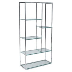 Vintage Post Modern Chrome & Glass Etagere Bookshelf