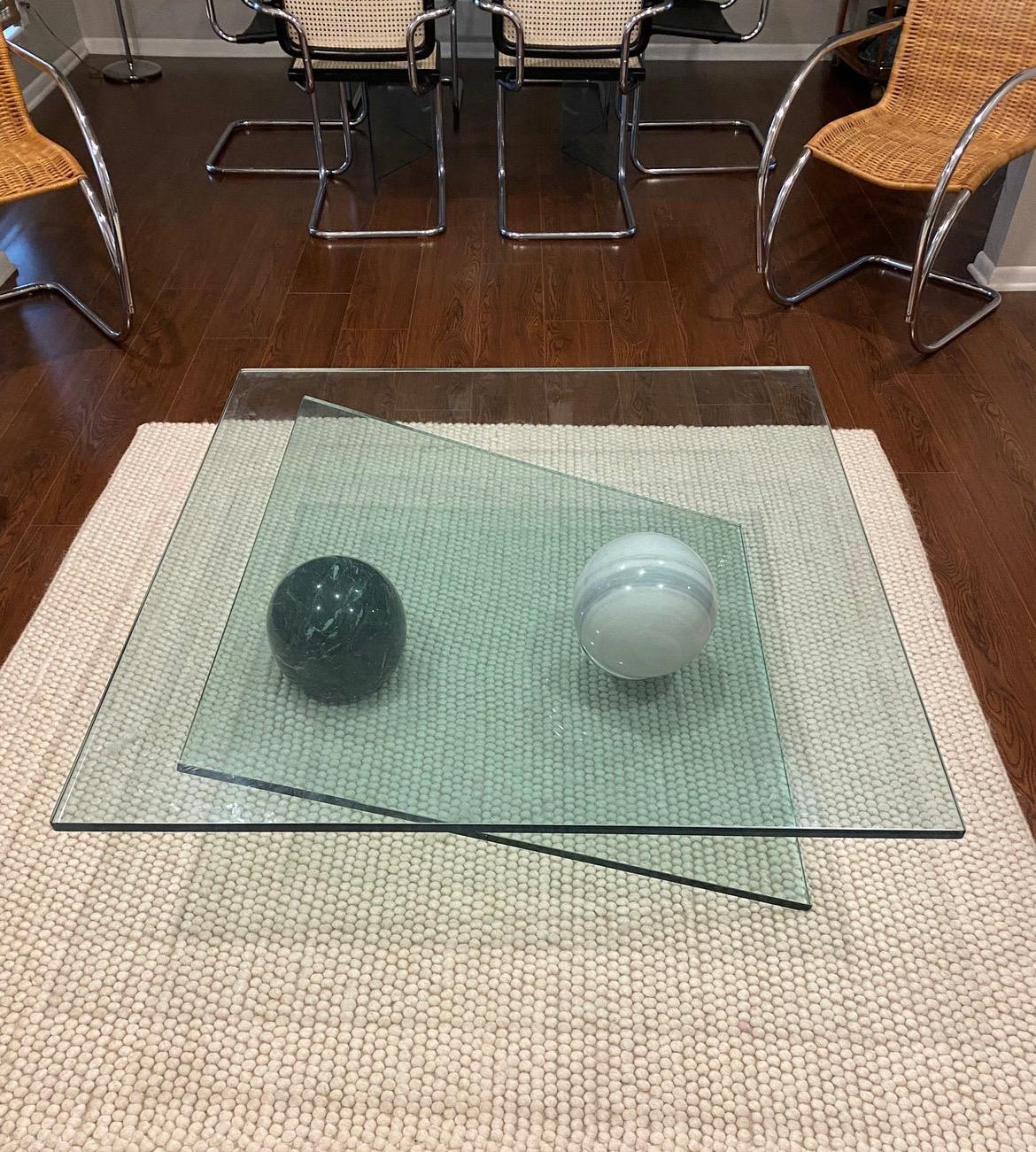 Vintage post modern contemporary geometric glass and marble ball coffee table  1