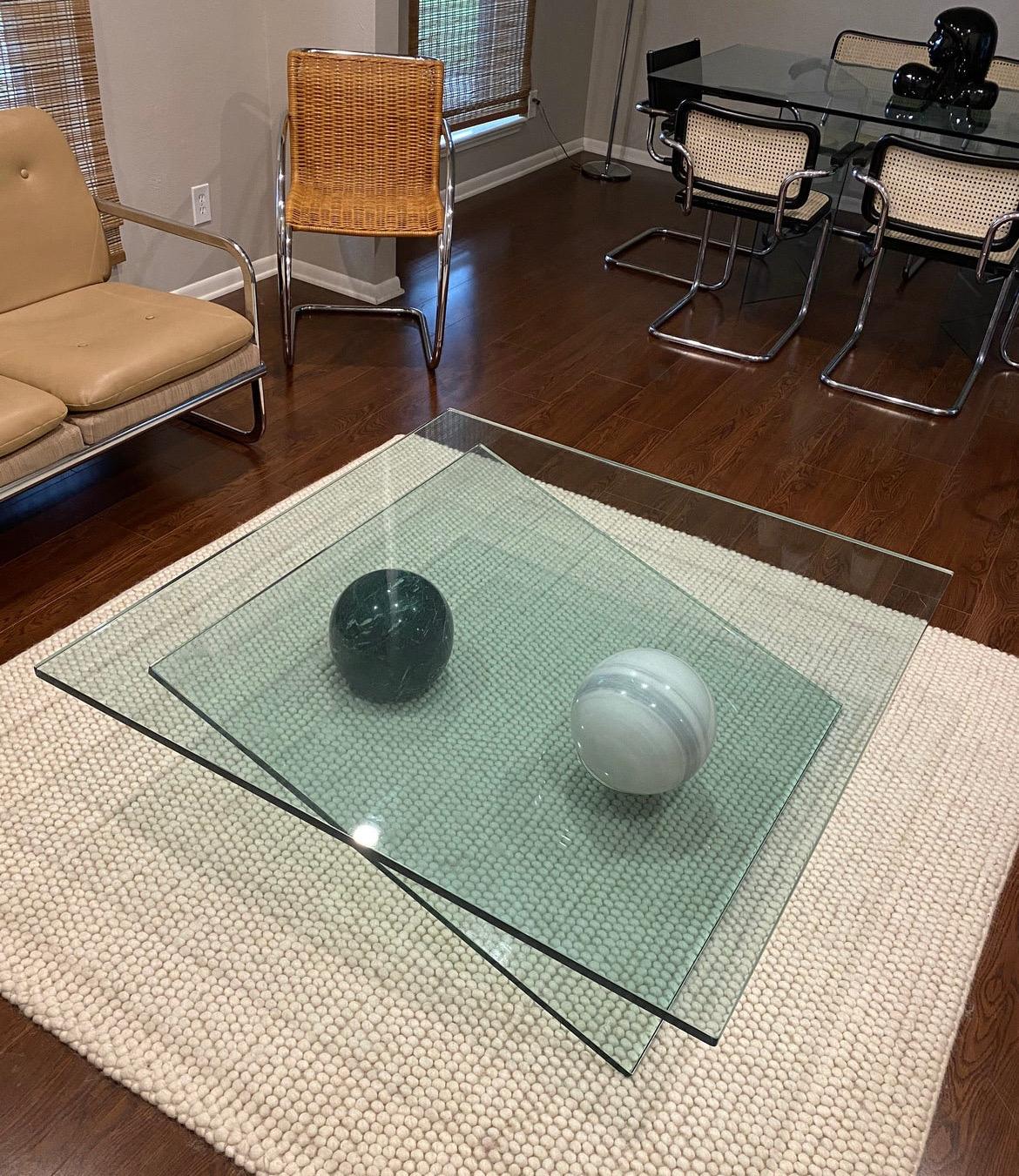 Vintage post modern contemporary geometric glass and marble ball coffee table  2