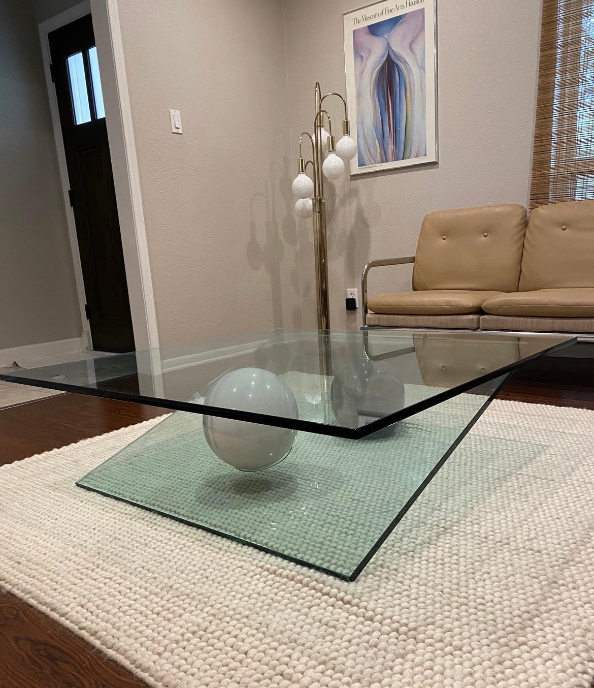 Post-Modern Vintage post modern contemporary geometric glass and marble ball coffee table 
