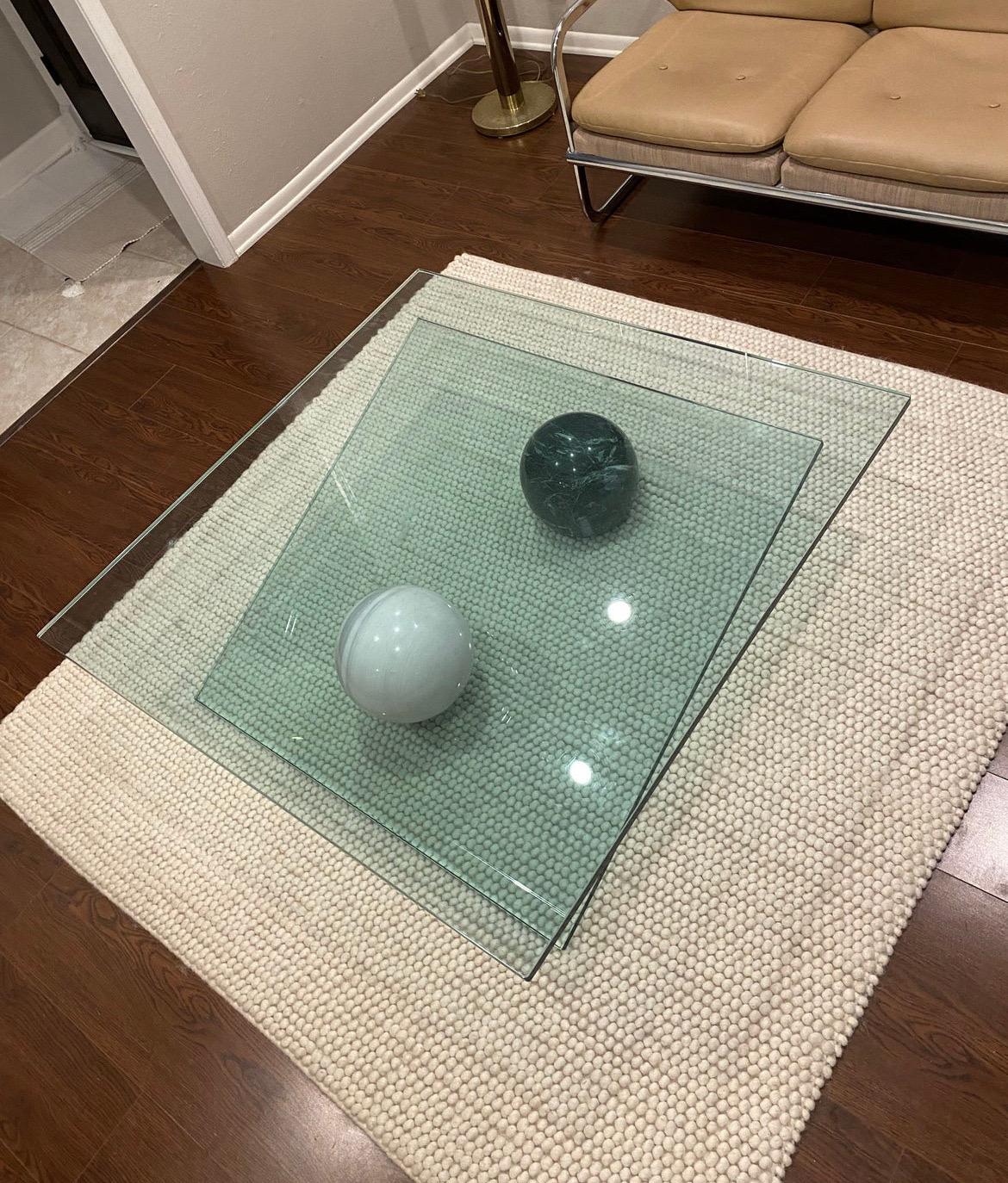 Glass Vintage post modern contemporary geometric glass and marble ball coffee table 