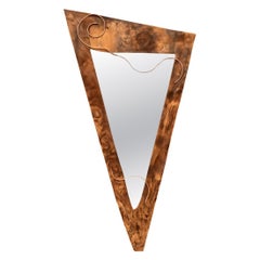 Vintage Post Modern Copper Triangle Wall Mirror