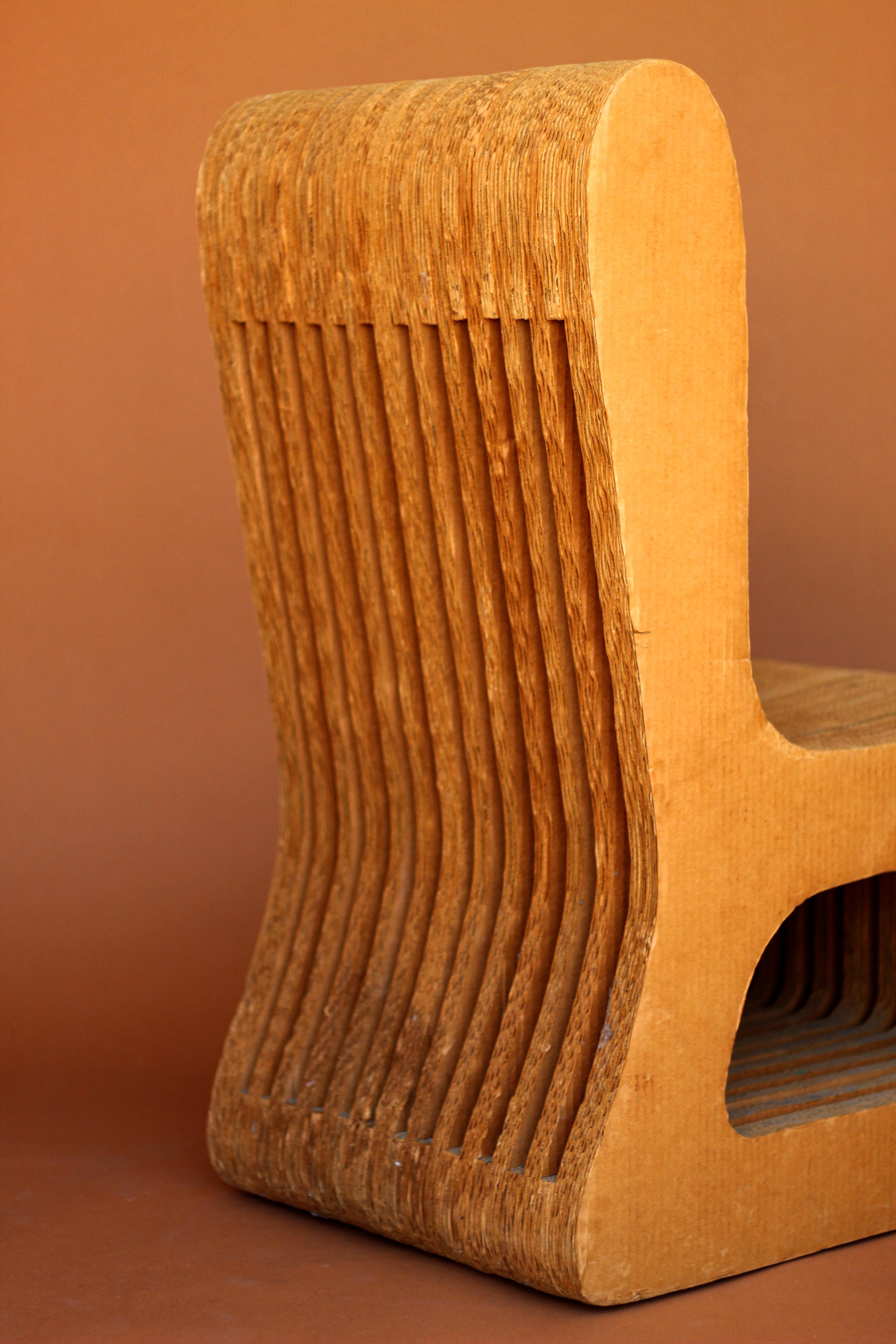 Hand-Crafted Vintage Post Modern Corrugated Chair in the Style of Frank Gehry