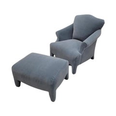 Vintage Post Modern Donghia Luciano Lounge Chair & Ottoman Newly Reupholstered