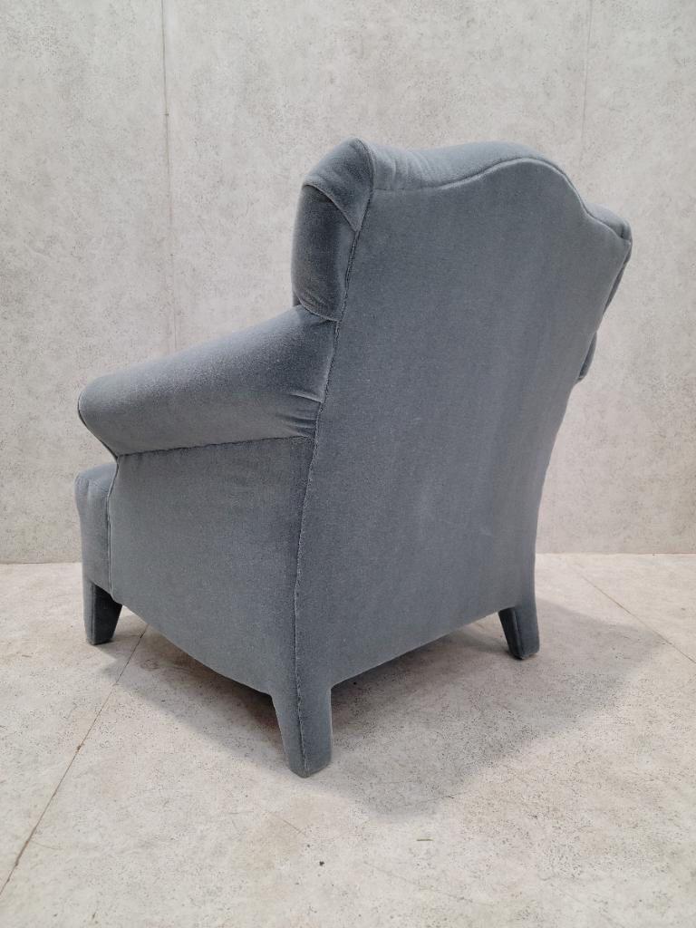 Mohair Vintage Post Modern Donghia Luciano Lounge Chair & Ottoman Newly Upholstered  For Sale
