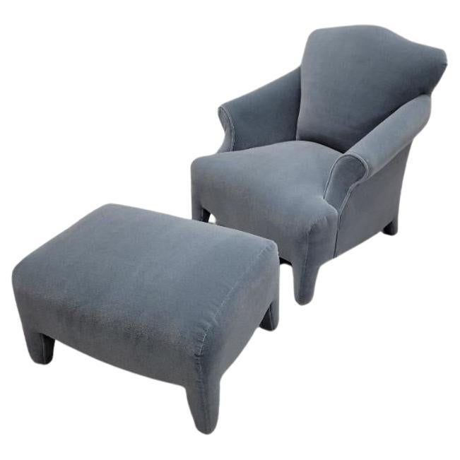 Vintage Post Modern Donghia Luciano Lounge Chair & Ottoman Newly Upholstered  For Sale
