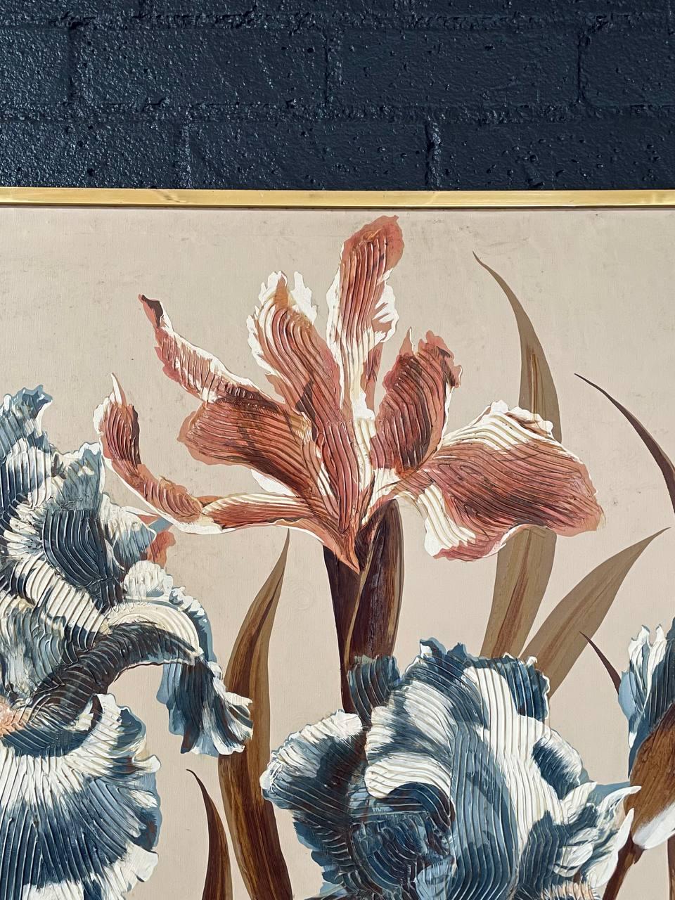 Laiton Gravure florale post-moderne d'Antoine Letterman en vente