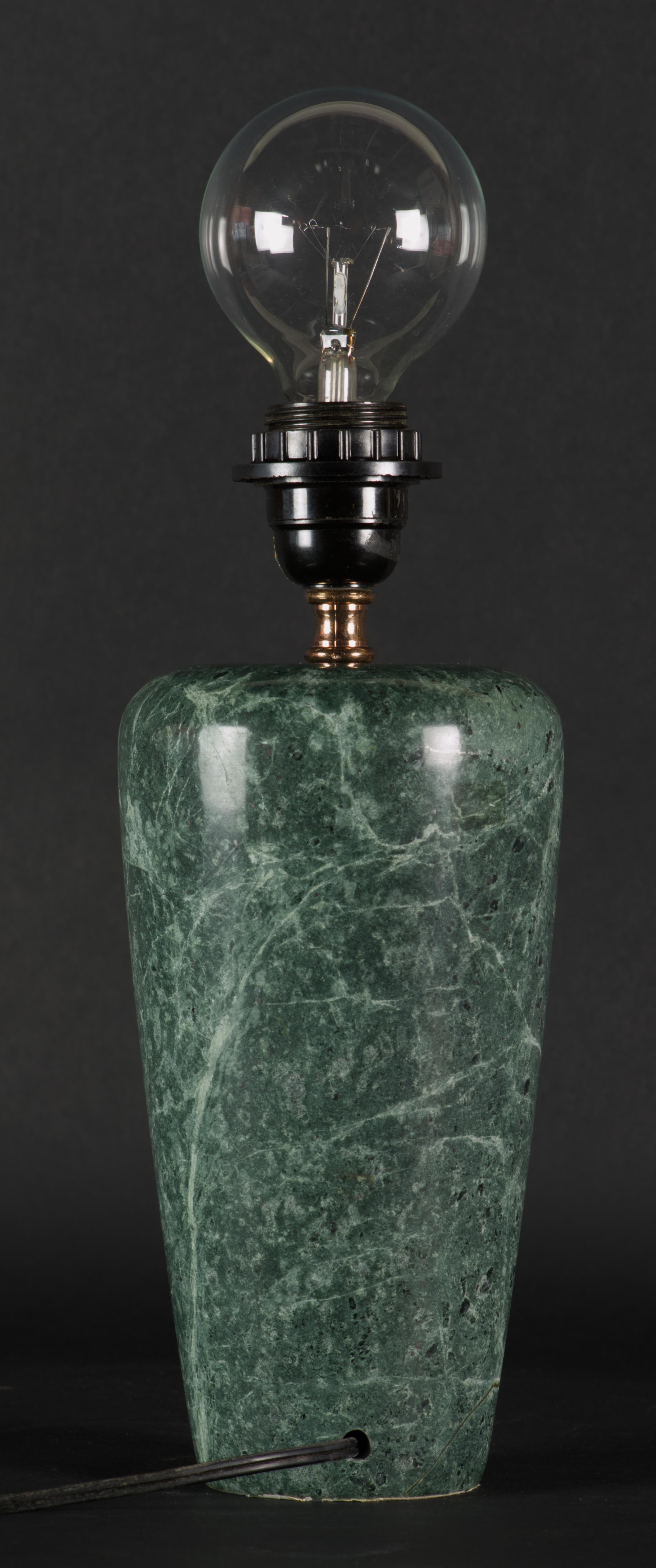 Post-Modern Vintage Post Modern Green Marble Stone Table Lamp For Sale