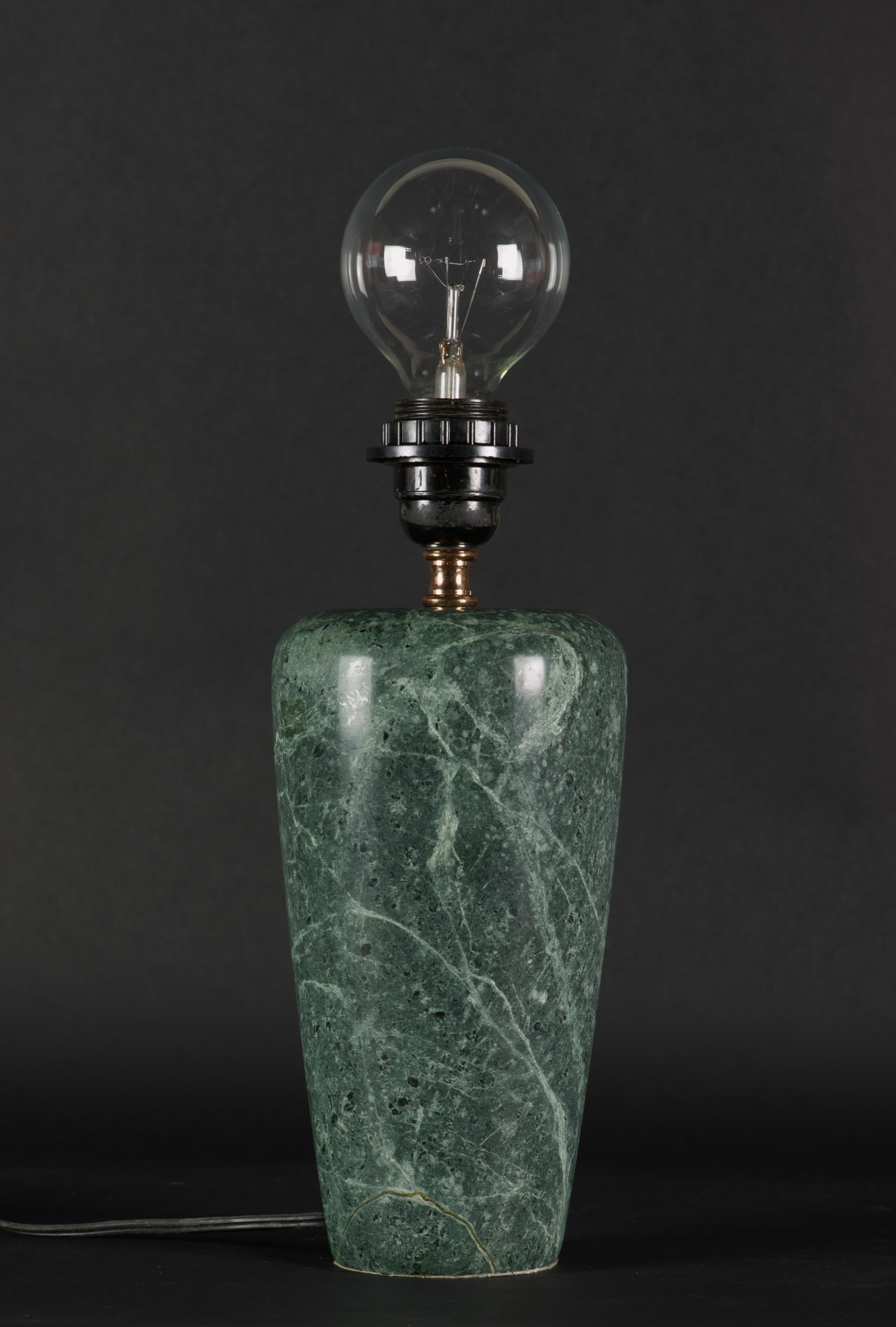 American Vintage Post Modern Green Marble Stone Table Lamp For Sale