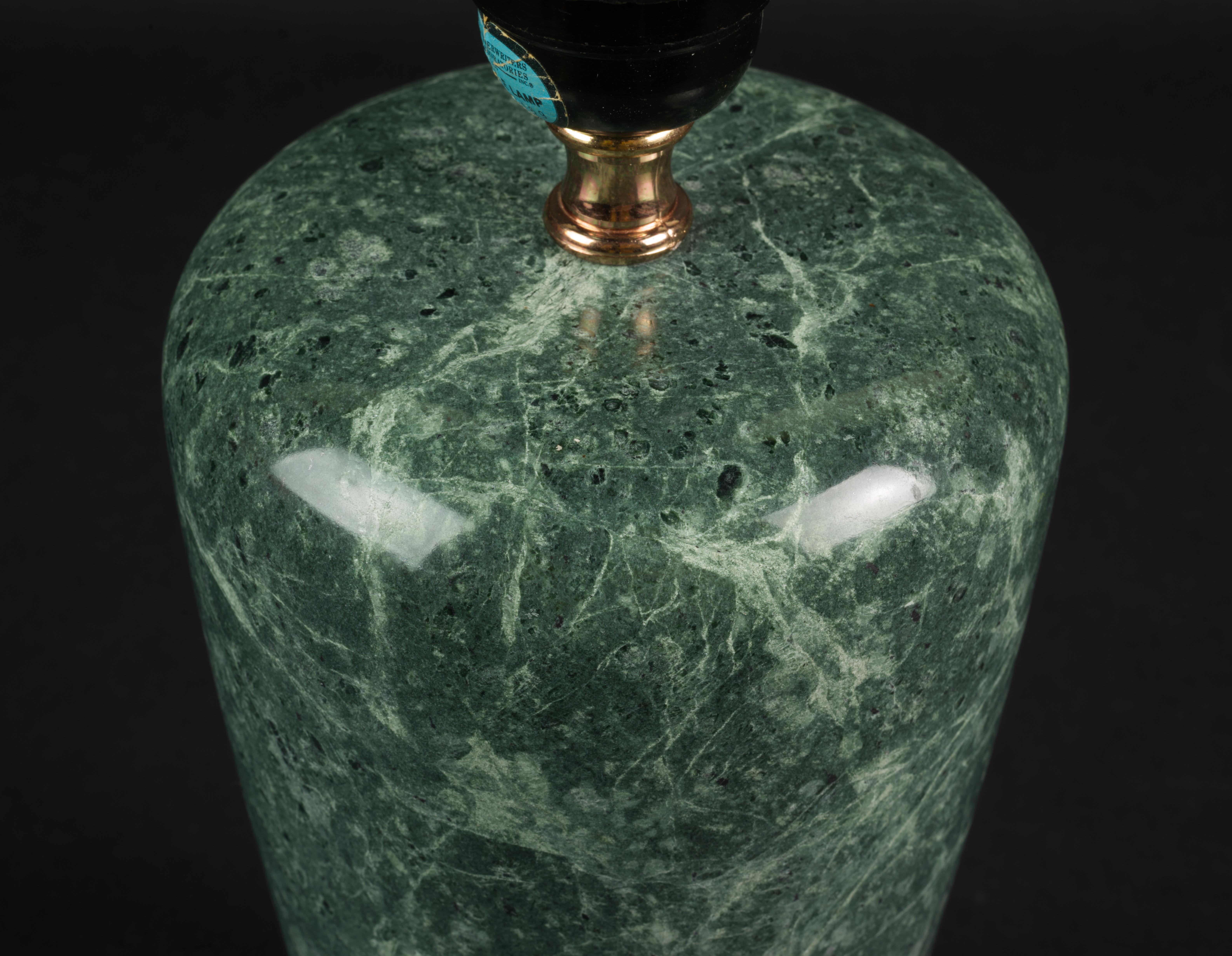20th Century Vintage Post Modern Green Marble Stone Table Lamp For Sale