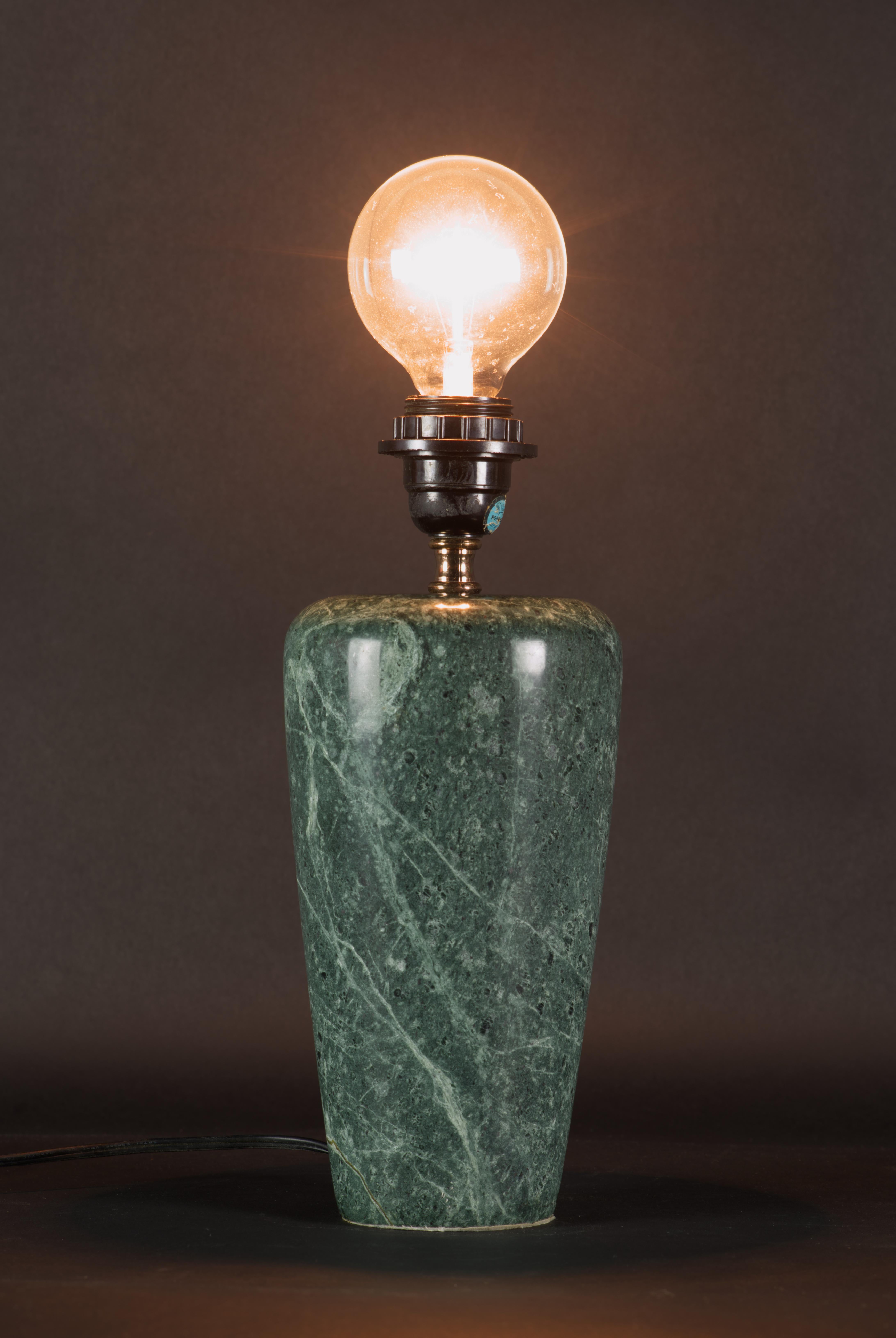 Vintage Post Modern Green Marble Stone Table Lamp For Sale 1