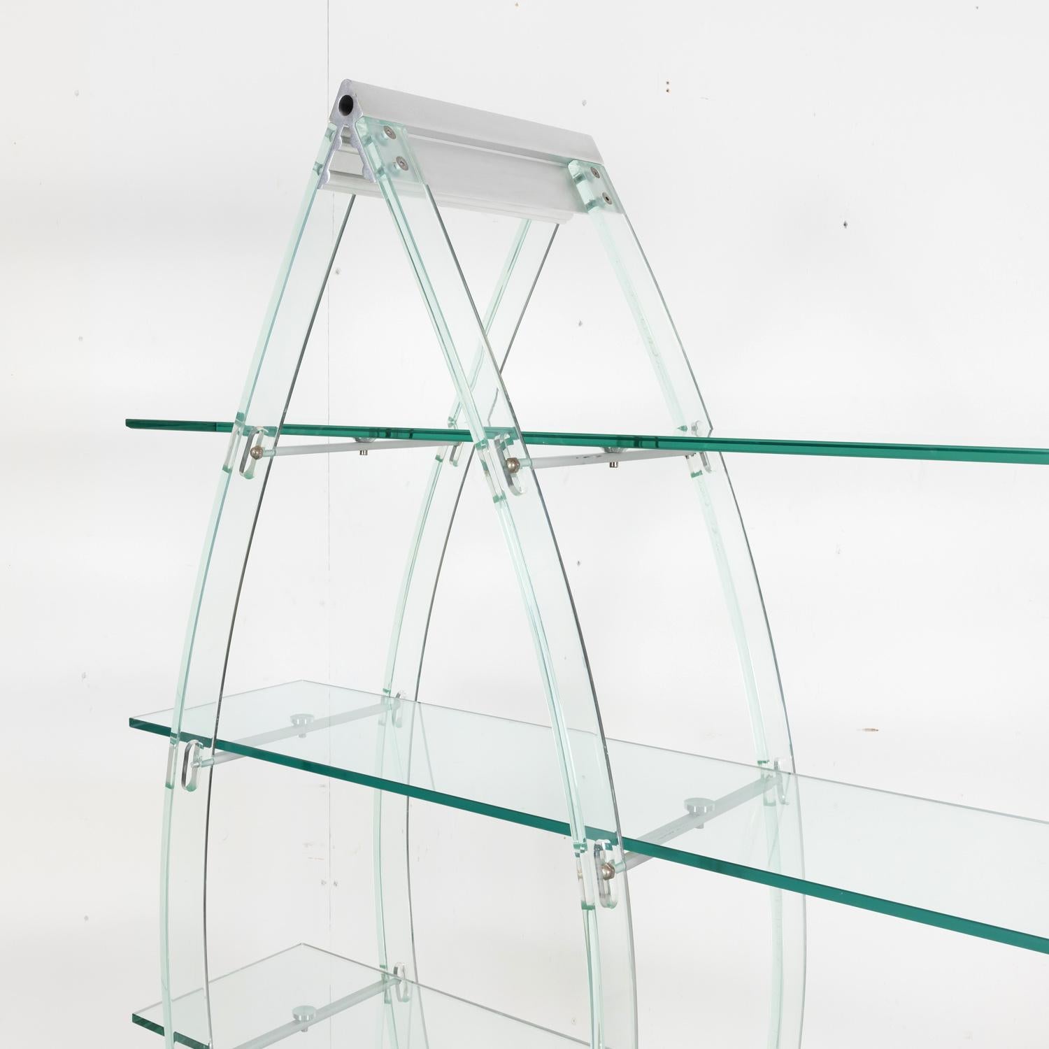 Aluminum Vintage Post-Modern Italian Acrylic and Glass Bookcase or Display Unit